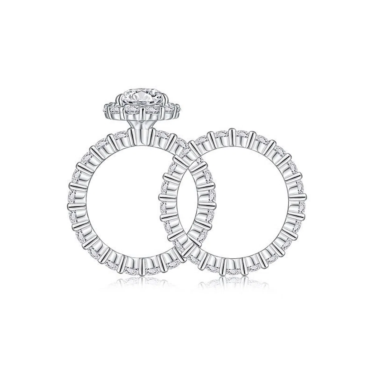 Anillos para mujer, oro auténtico, 2 unidades, oro blanco, apilables, anillos de boda con moissanite