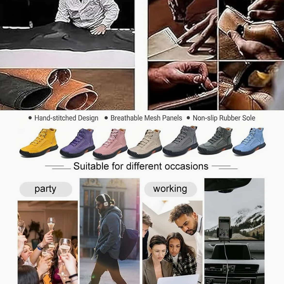 Zapatos ortopédicos de cuero hechos a mano para mujer, cómodos, antideslizantes, con soporte de arco para mujer, impermeables, zapatos de senderismo al aire libre, zapatos ortopédicos suaves para