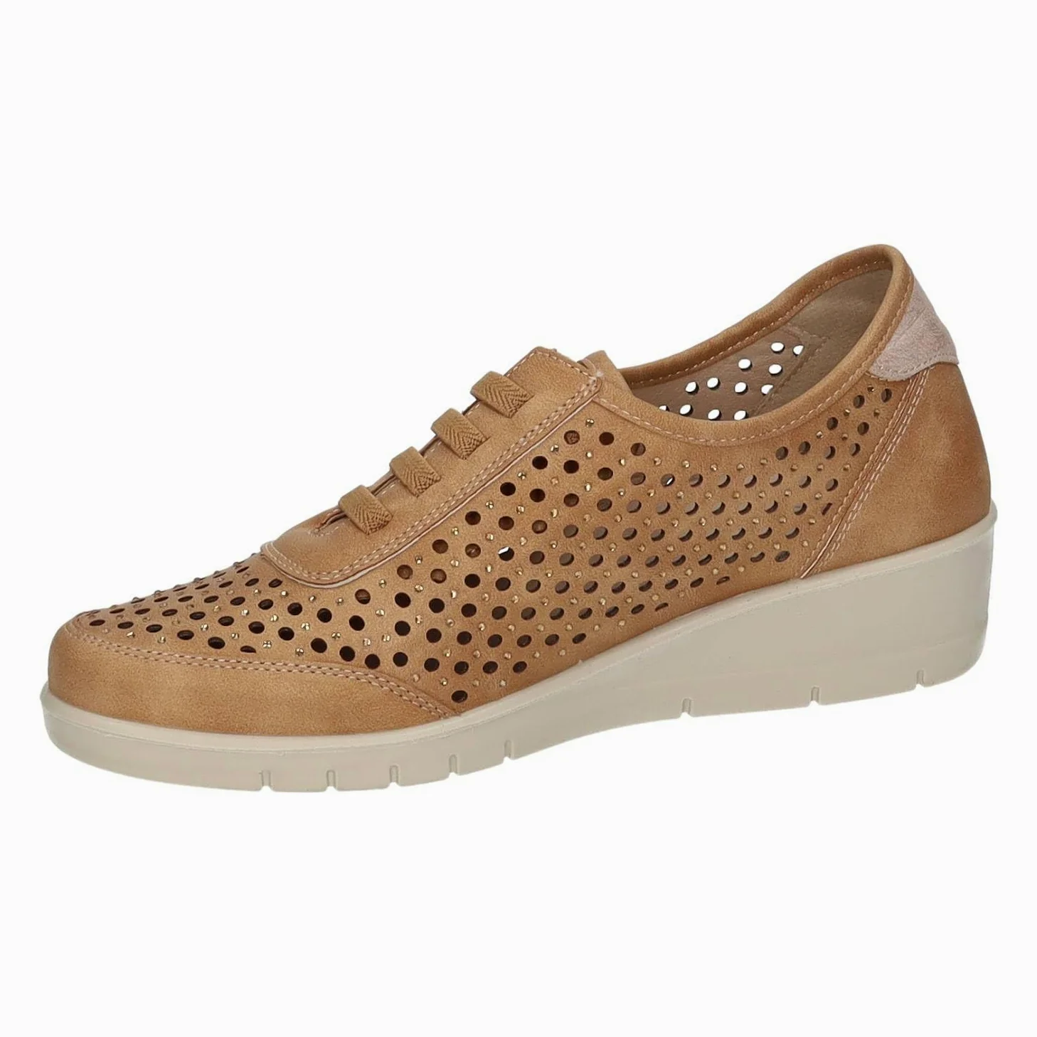 26M206 Calzado Calado para Mujer Color Cuero, Ligero, con Plantilla extraíble Suave y Gruesa, Ideal para Primavera y Verano Mujer Deportivos