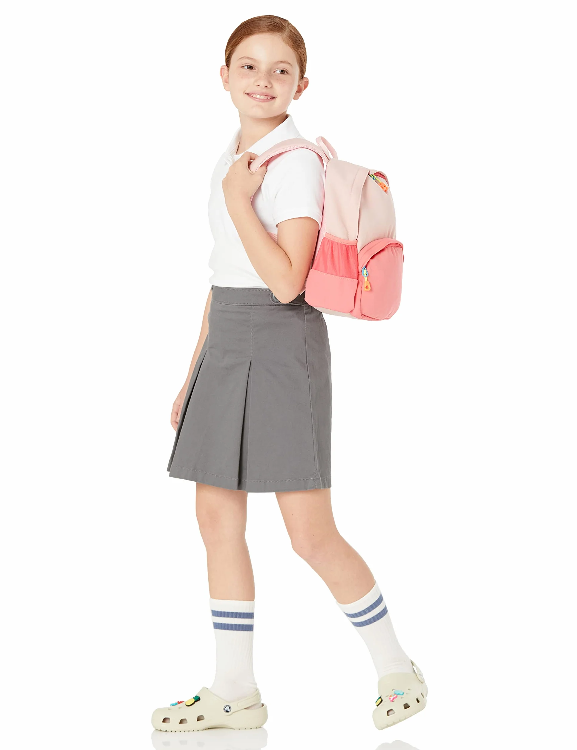 Amazon Essentials Niñas Polo de Uniforme de Doble Punto y Manga Corta