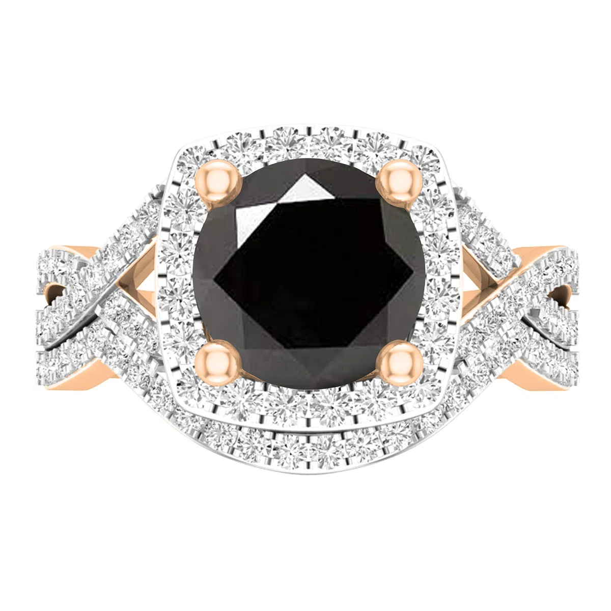 DazzlingRock Collection 14 quilates oro rosa redonda Black White diamanre negro