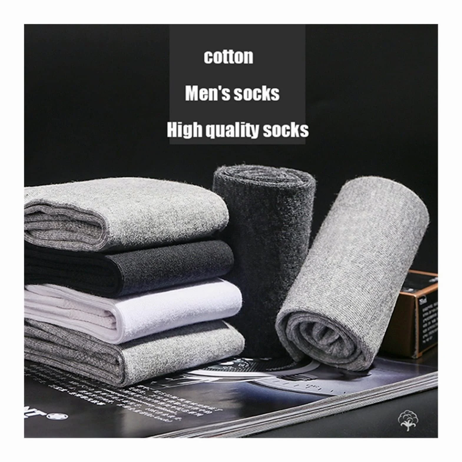 10 pares de calcetines de algodón de los hombres calcetines de negocios negros de otoño e invierno calcetines de regalo for hombres grandes tamaño 40-45 ( Color : 5 white 5 gray , tamaño : EUR 38-45 )