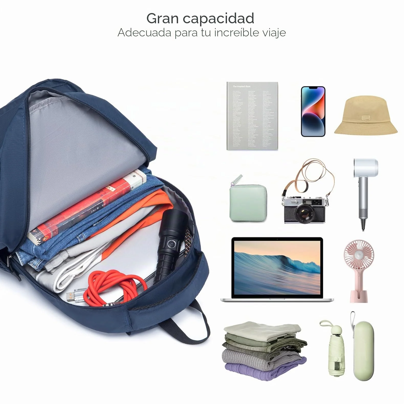 SPAHER Mochila Viaje Cabina Avion 40x30x15 Iberia Air Europa Maleta Equipaje de Mano British Airways 20L Mochilas Portatil Mujer Hombre Impermeable Pequeña para Trabajo Senderismo Escuela, Negro