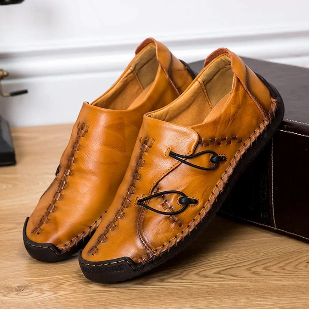 Verano Zapatillas sin Cordones Hombre Cuero Zapatos Caballero Casuales Oficina Ligeras Mocasines Ponerse Barco Vestido Formal