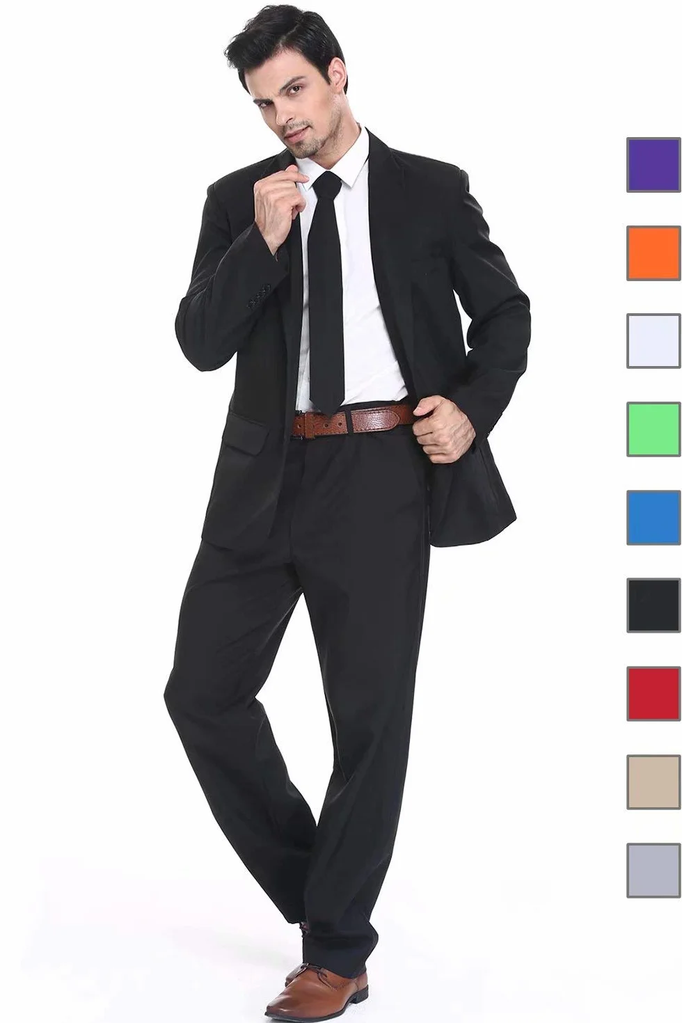 Traje de Fiesta para Hombre, Color sólido, Traje de Ocio para Fiesta de Halloween con Corbata y Pantalones