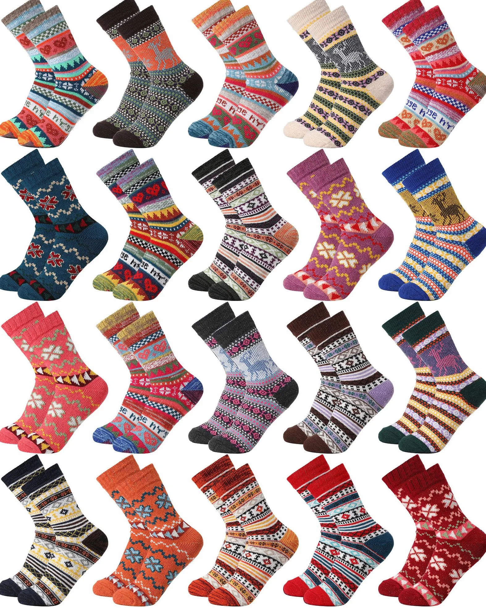 20 pares de calcetines de lana de invierno para mujer para senderismo, calcetines de lana gruesa para mujer, calcetines térmicos de invierno para clima frío