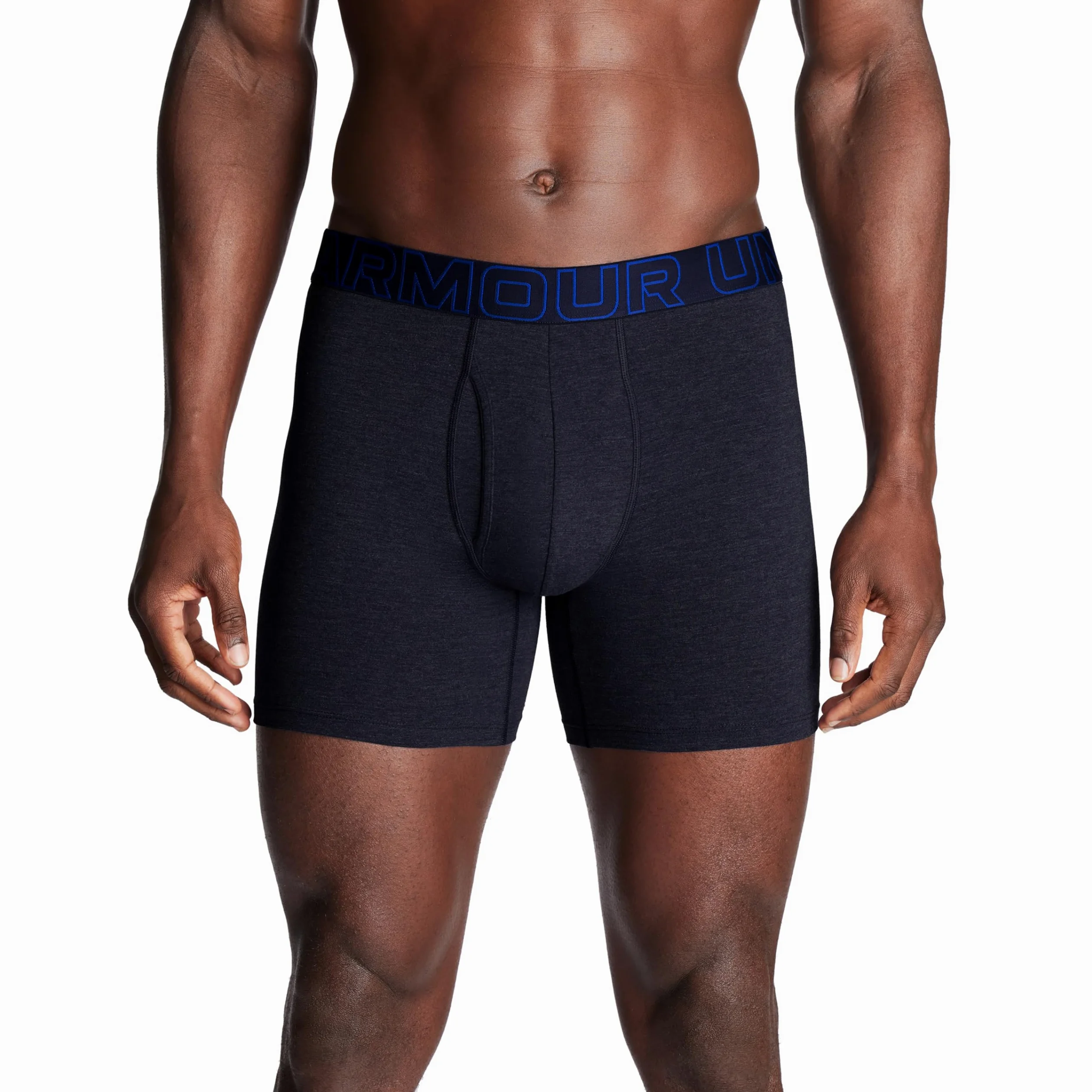 Under Armour Men's Performance Cotton 6" 3 Pack Solid Boxer Briefs, Boxers de los Hombres, Midnight Navy Heather/Steel Heather/Royal,