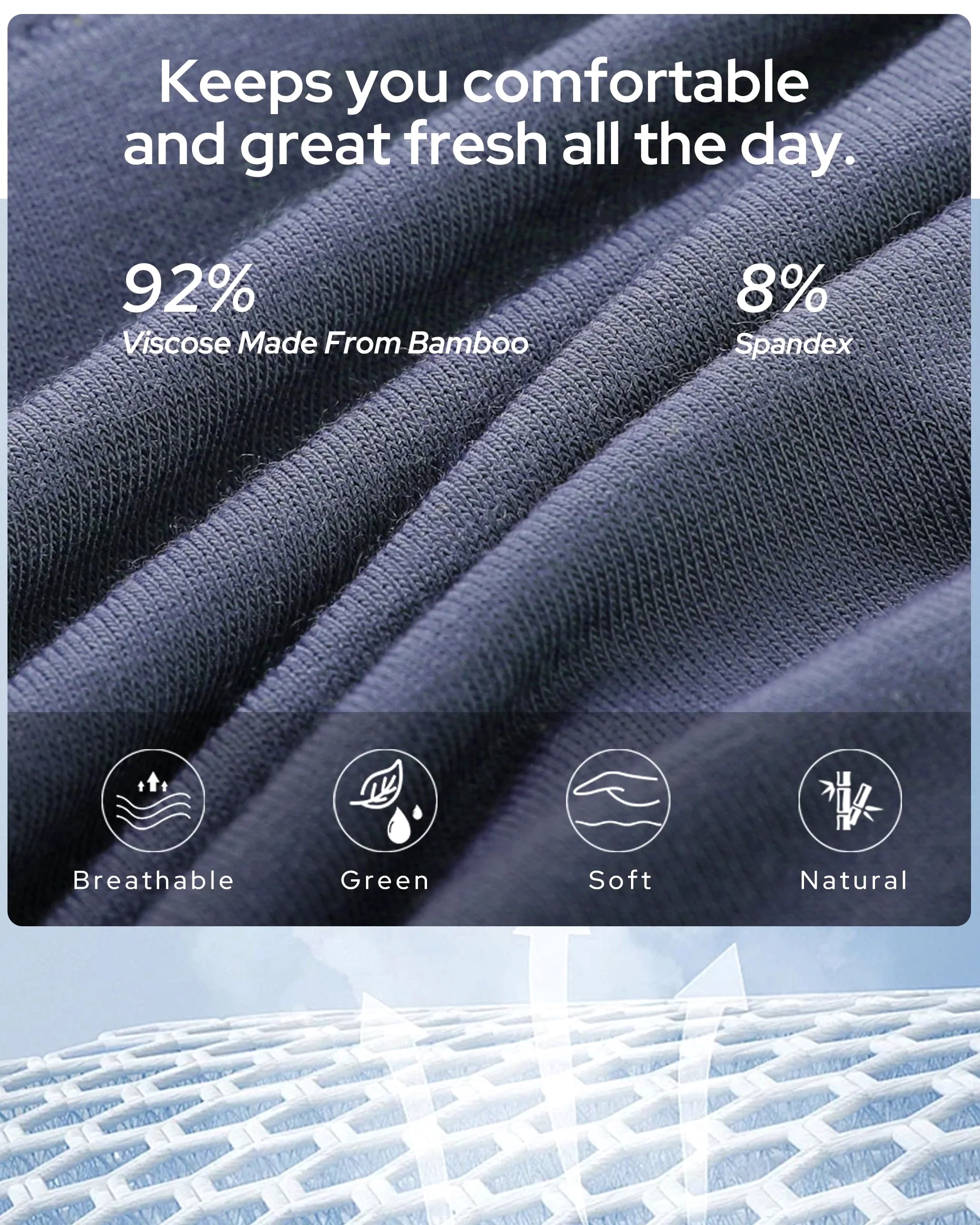 BAMBOO COOL Ropa interior para mujer, calzoncillos que absorben la humedad, bragas suaves y transpirables, cintura media, paquete de 5