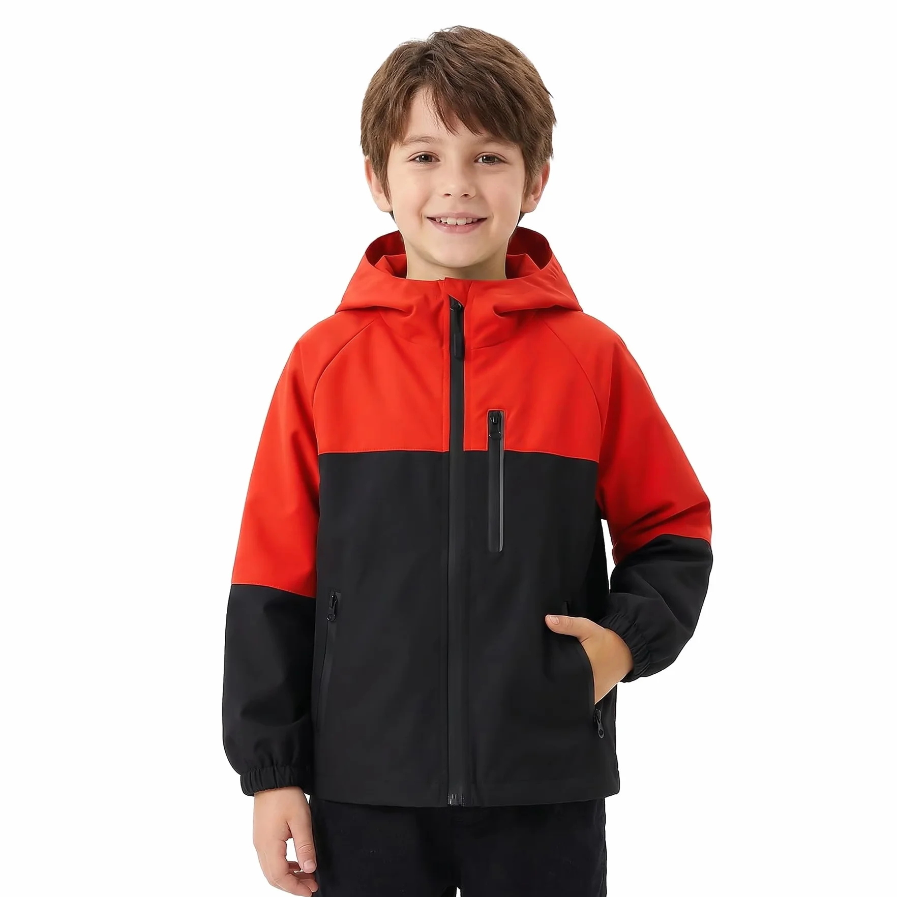 Chaqueta Impermeable para Niños, Cortavientos Abrigo Reflectante Ligera Chaqueta de Lluvia Primavera Otoño 5-13 Años