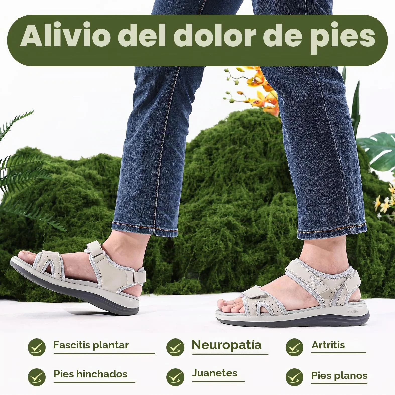 FitVille Sandalias Anchas para Mujer Sandalias para Caminar en Verano Cómodas y Ligeras, Aptas para Pies Gruesos