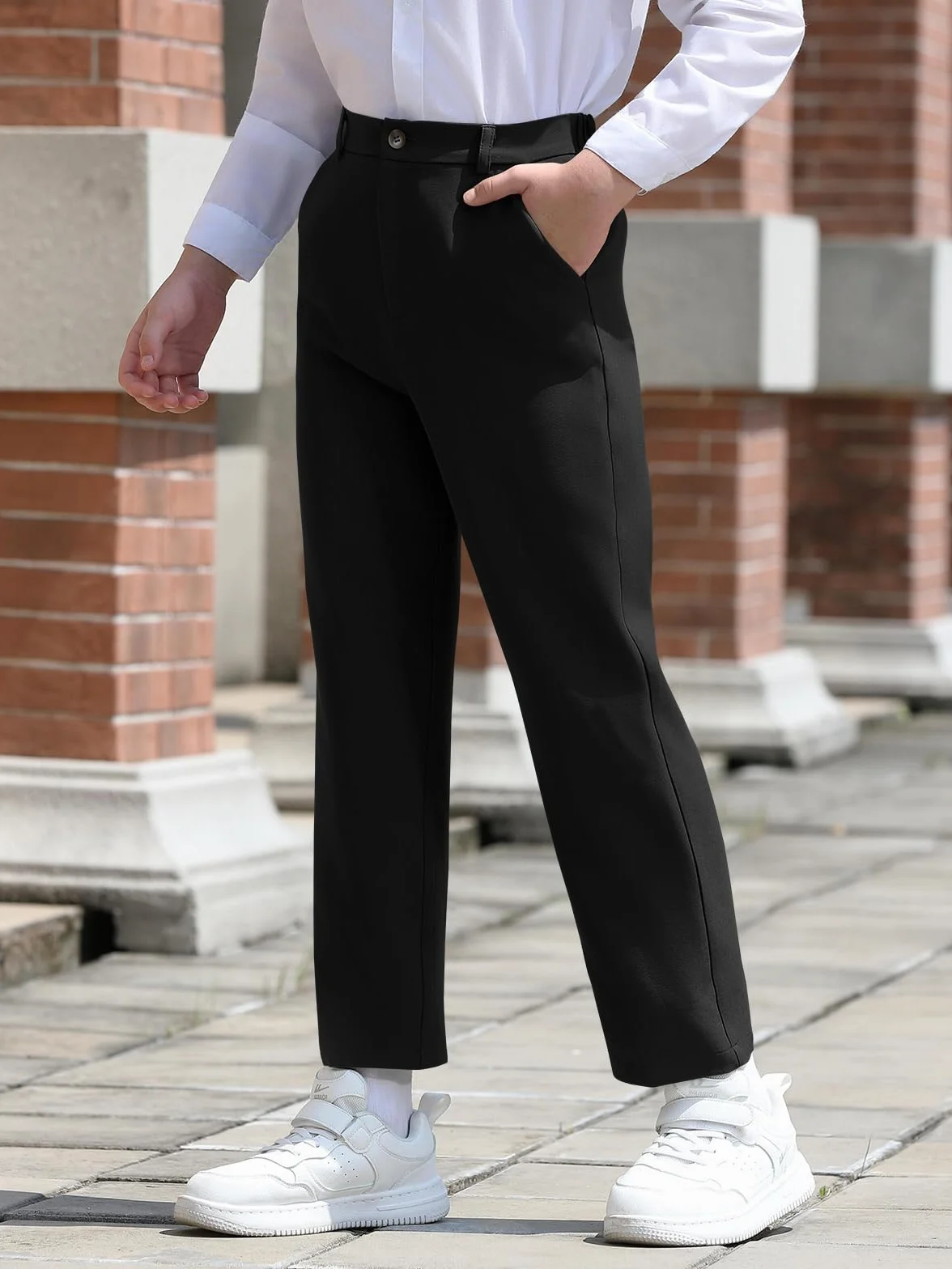 Pantalones de vestir para niños con cintura elástica y pierna recta