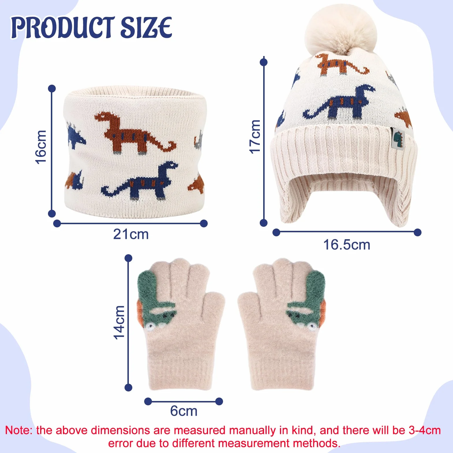3 Piezas Conjunto De Punto Sombrero Bufanda Guantes, Gorro De Punto TéRmico Con Forro Polar Grueso, Caliente Bufanda Guantes Gorro De Invierno Set, Regalo Para Unisex 2-8 AñOs
