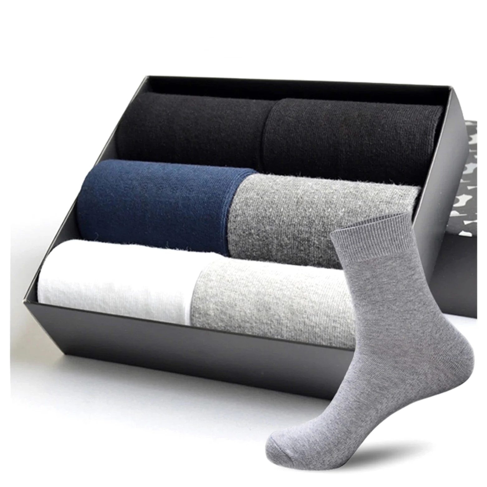 ZZSRJ 5 Pares/Lote Calcetines de algodón for Hombres Casual Business Verano Thin Black Socks Medias (Color : 5 Black, tamaño : EU39-45 US6.5-11)