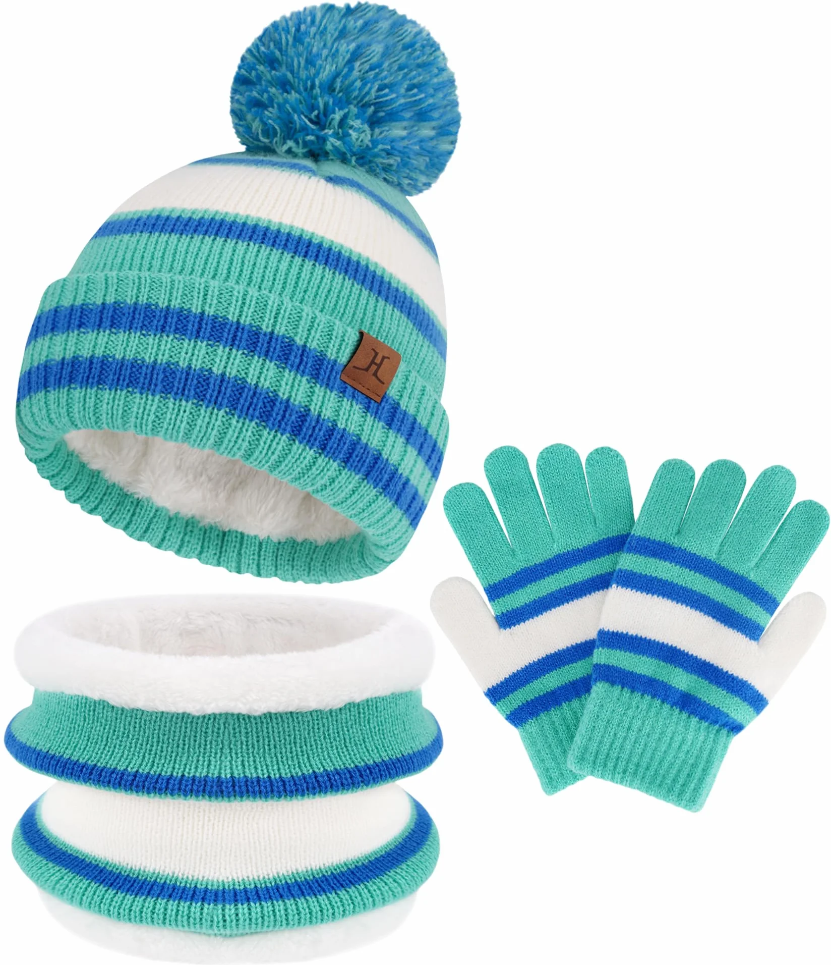 Bequemer Laden Conjunto Gorro Guantes Bufanda Infinita para Niños - Gorro Caliente, Bufanda Cuello Rulada con Fleece Espesor para Niños Niñas 2-7 Años Regalo Bebé