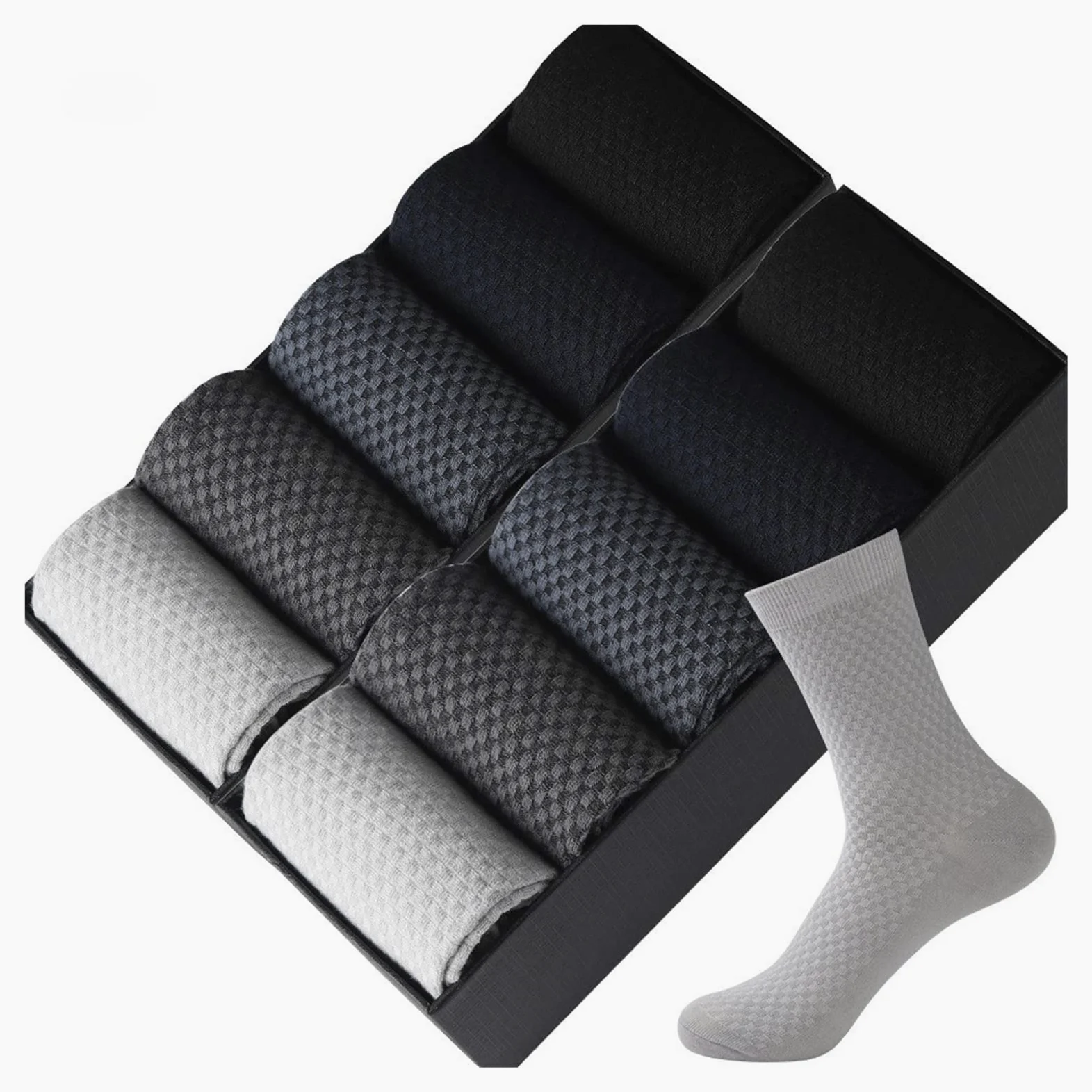 ZZSRJ 5 Pares/Batch Men's Business Socks Tobillo Vestido Calcetines Casual Hombre Menores Calcetines de Tallas EU38-45 (Color : 5 Pairs Black, tamaño : EUR 39-45(US 6-11))