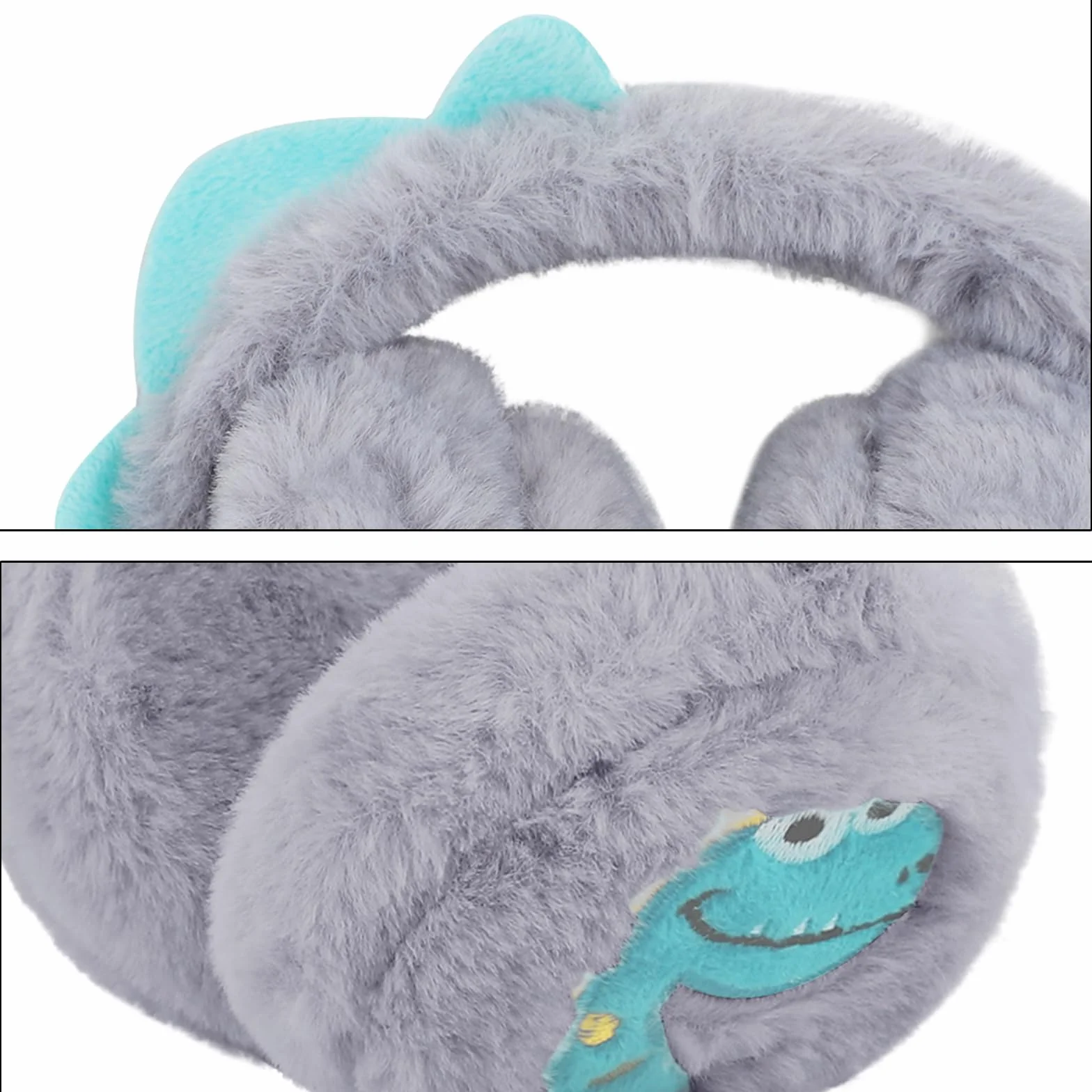 YJZQ Orejeras cálidas para niños, adorables orejeras de felpa de invierno, orejeras suaves, plegables, diseño de dinosaurio, orejeras para niños y niñas, para niños de 3 a 12 años