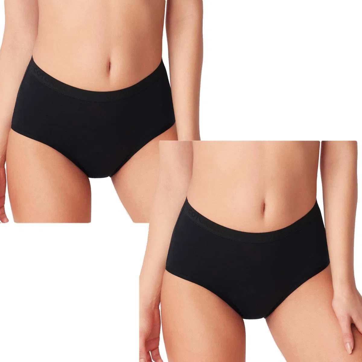 Cotonella 2 Period Panties ADB63 Coulotte de Ciclo Menstrual Flujo Abundante. Bragas Absorbentes Menstruales - Lavable - Periódico - Incontinencia - Menstruación - Mujer Ropa interior Protectora Negro