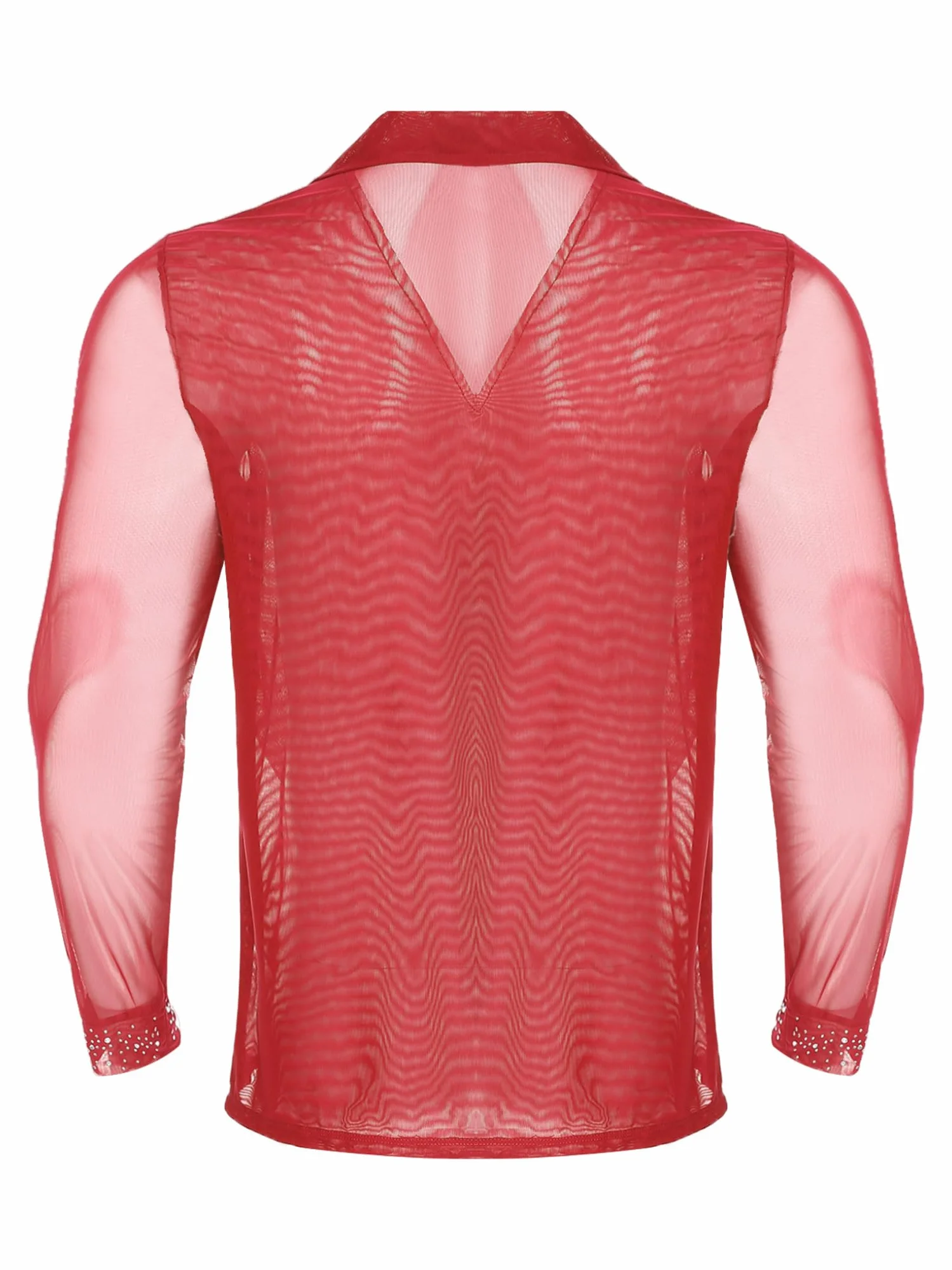 Camisa Baile de Salón para Hombre Leotardo Baile Latino Patinaje Artístico Competición Rojo S-XXL
