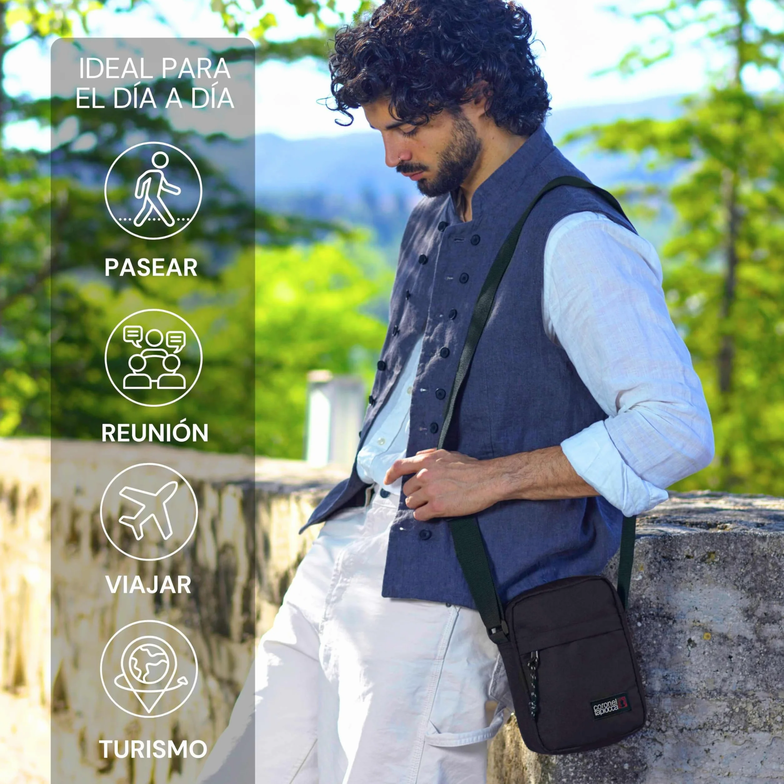 Coronel Tapioca – Bandolera para hombre estilo casual | Bolso hombre bandolera compacto con múltiples compartimentos | Ideal para uso diario, viajes o trabajo