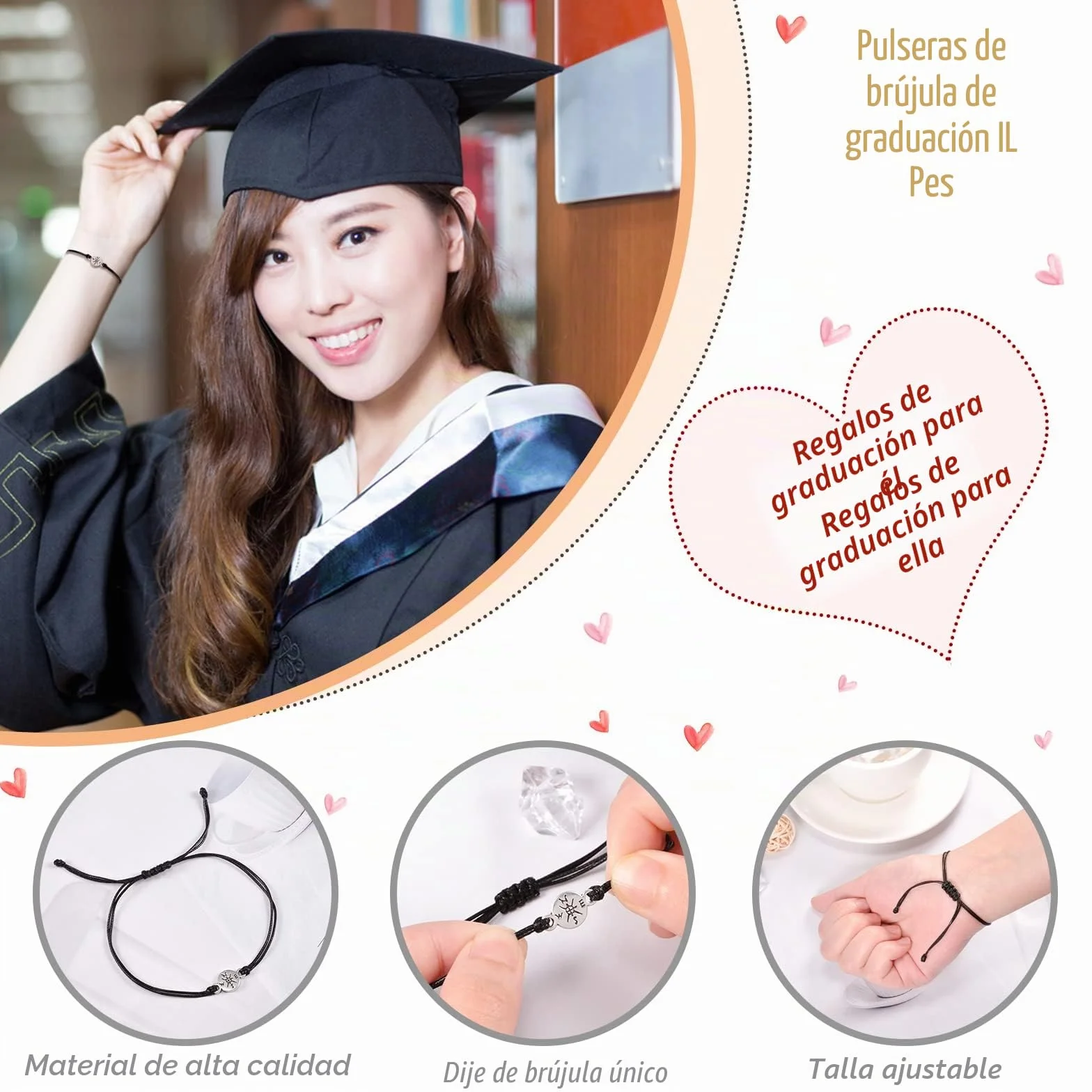 YELUWA Regalos para Graduacion Pulsera 10/20/30 Pcs 2026 College Master Doctor Brújula