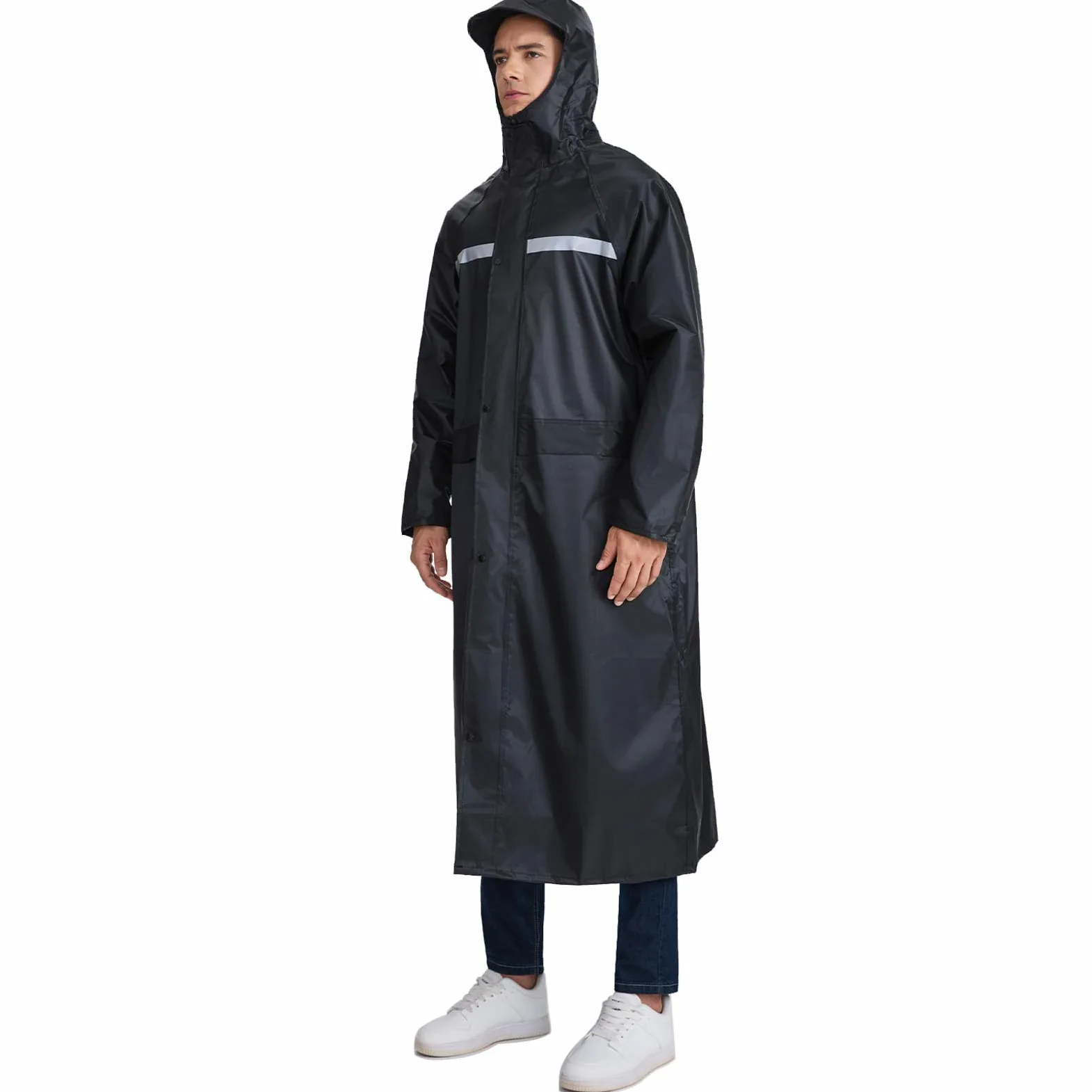 Chubasquero, Poncho Impermeable, Cortavientos Hombre Mujer, Traje Agua Bicicleta con Banda Reflectante, Solapa de Cremallera con Excelente Sellado, Ideal para Camping, Senderismo, Viajes