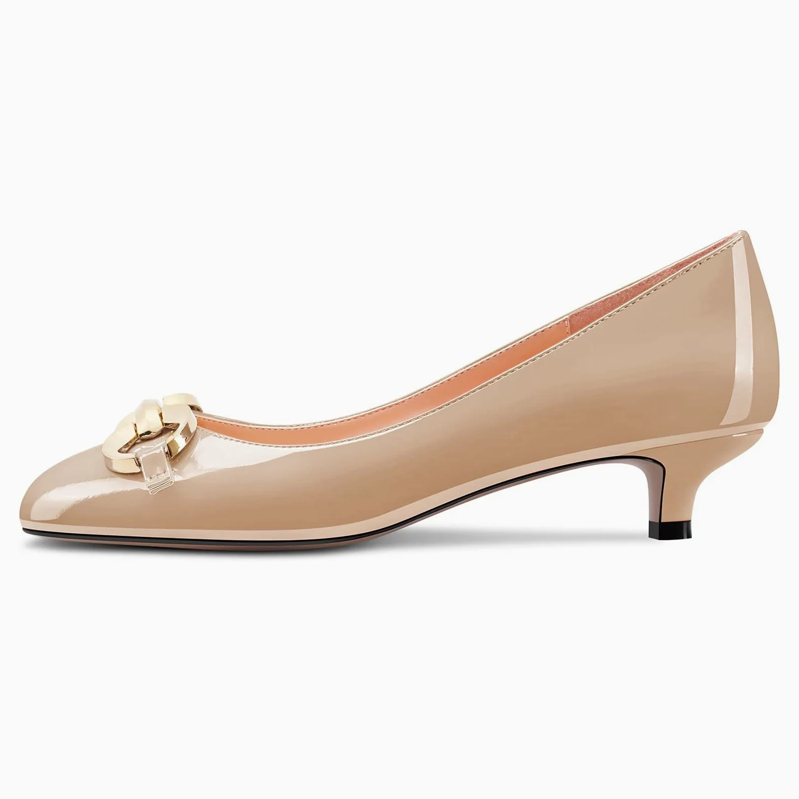 NobleOnly Mujer Bajos Gatito Heel Redonda Punta Pumps Slip-on de Boda Cute 3.5 CM Heels