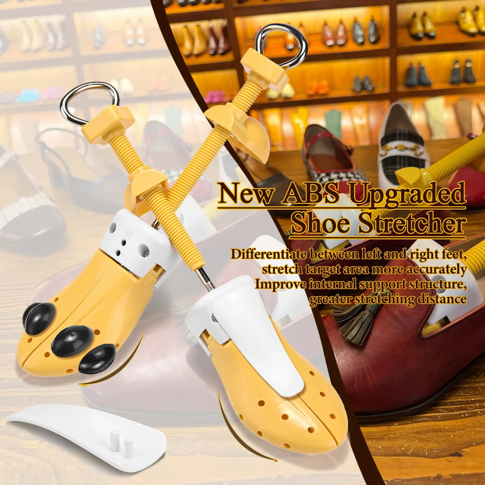 Estirador de zapatos para mujeres y hombres, pies anchos, par de expansores de zapatos, ancho ajustable, longitud y empeine