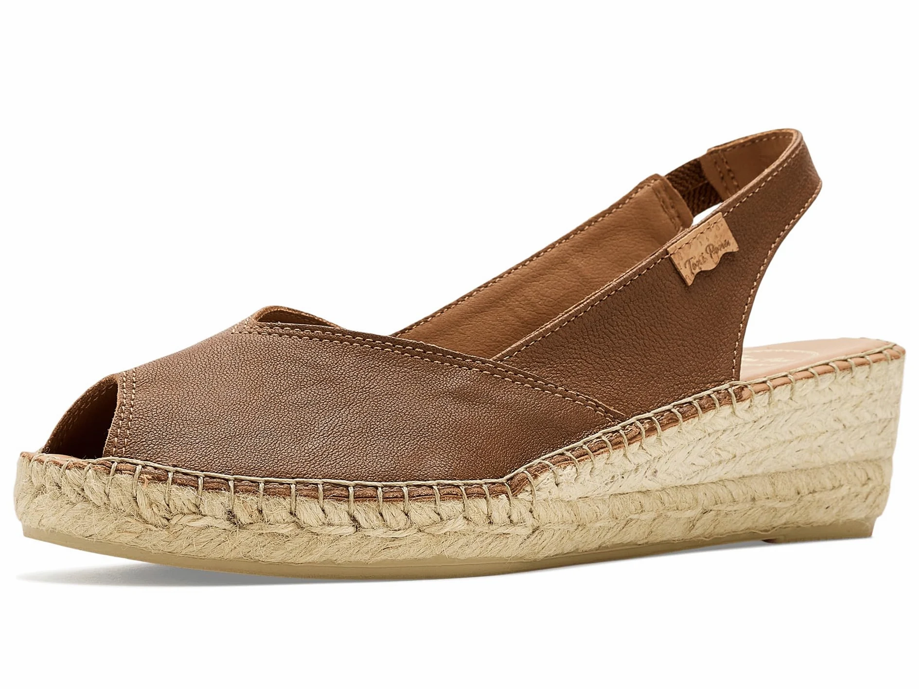 Toni PONS - Toni Pons BERNIA-P - Alpargatas de Piel para Mujer Tipo Peep Toe con Cuña de 5cm - Color Marrón - Cuero