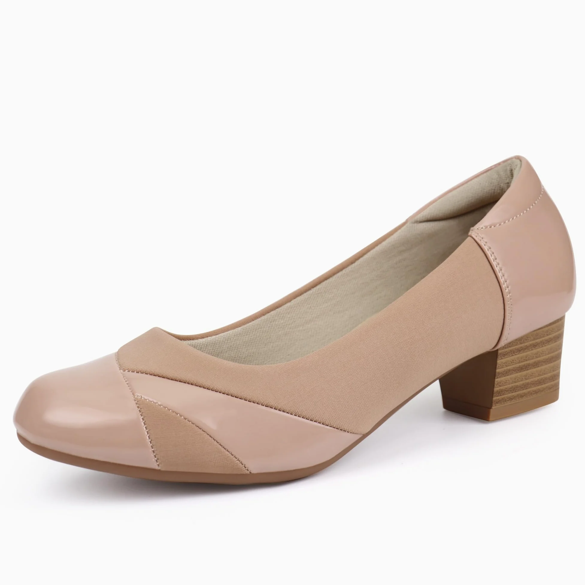 Ortho+rest Zapatos de Vestir para Mujeres con juanetes Tacón bajo ortopédico Slip on Mocasines Ortopédicos Bombas (39,Beige)