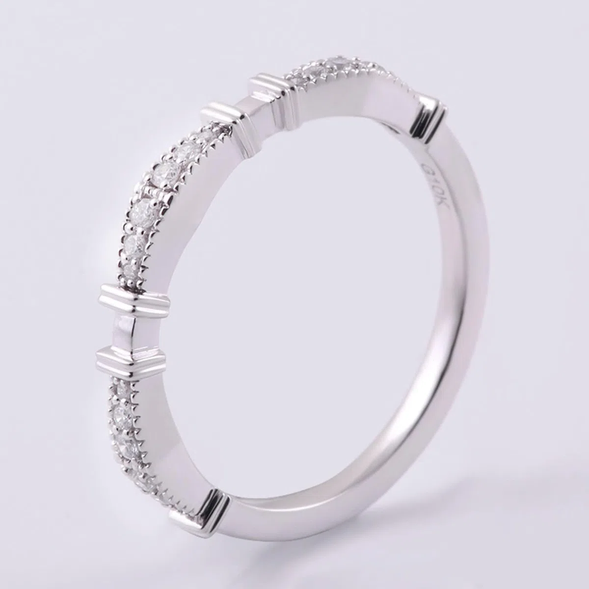 Anillos de mejor amiga, anillos de novia redondos con moissanita de oro blanco de 9 quilates para mujer