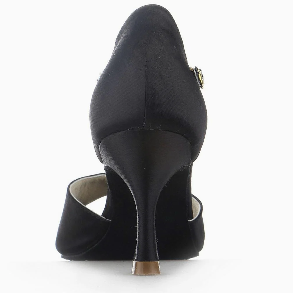 JIA JIA 20520 Sandalias de mujer Tacón acampanado Super Satén Zapatos de baile latino