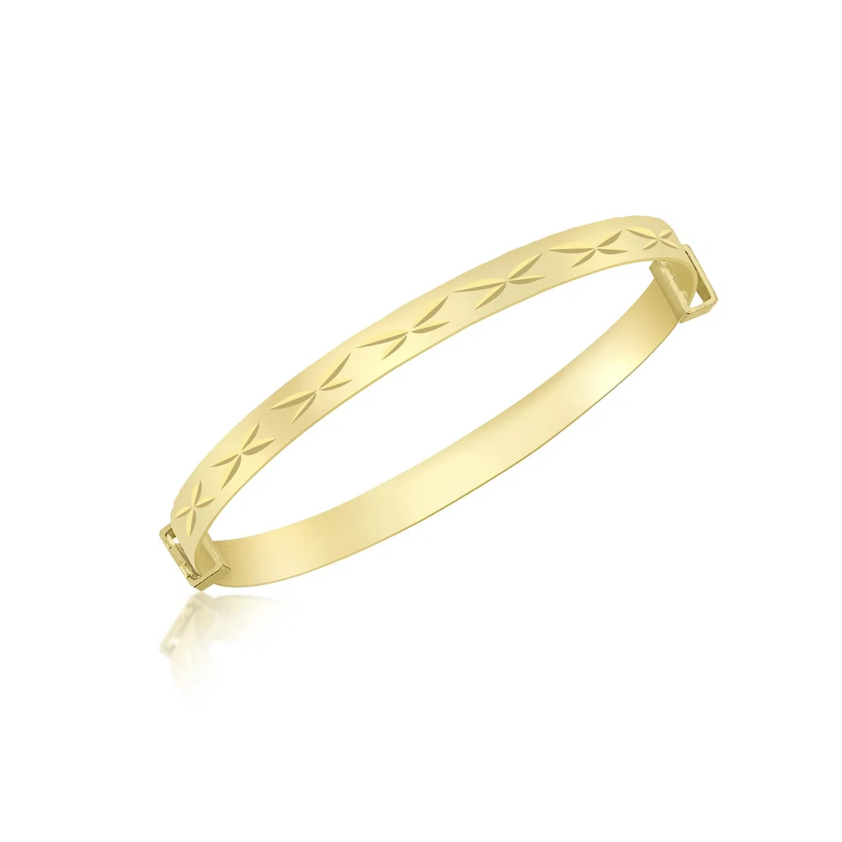 Carissima Gold Brazalete Infantil Extensible en Oro Amarillo de 9 Quilates con corte Diamante Diagonal de 3.6cm -5 cm de Longitud