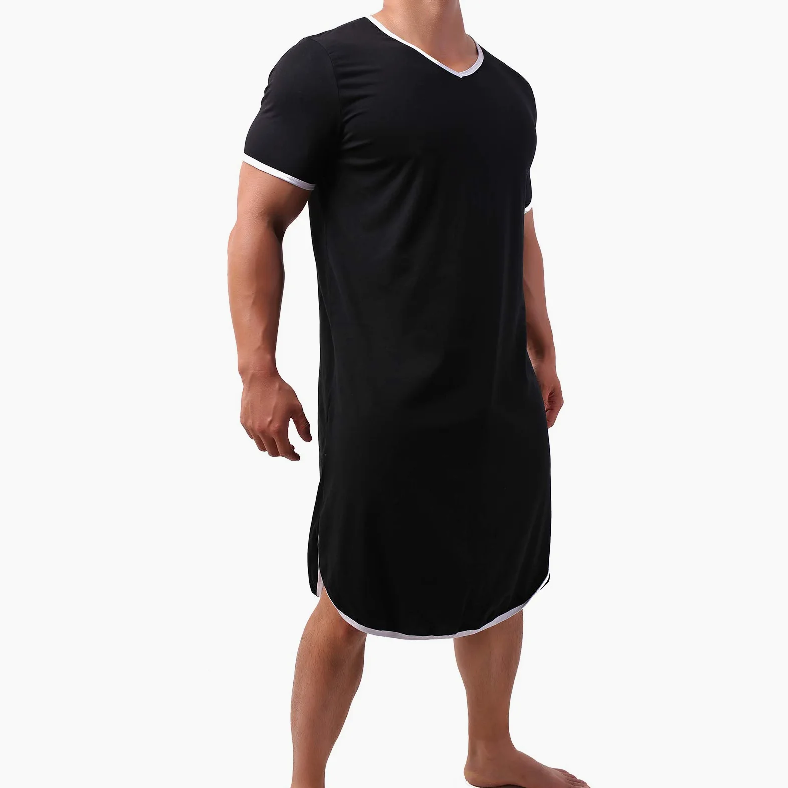 Camisón de algodón para hombre, ropa de dormir cómoda, ropa de dormir suelta, batas de pijama