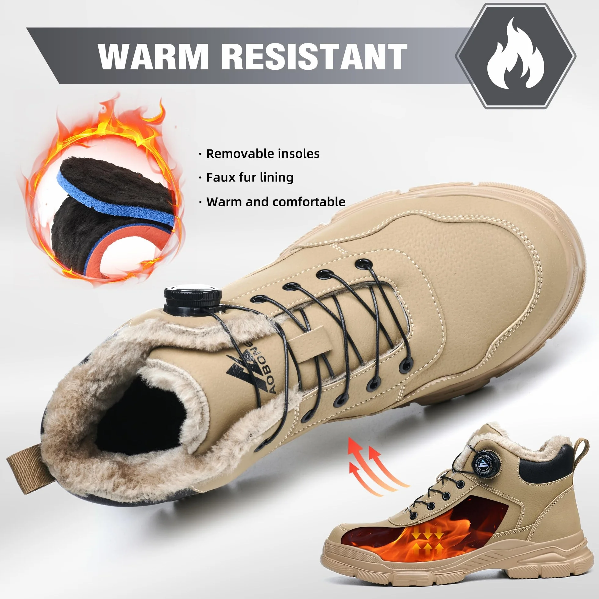 Botas de Seguridad Impermeables Punta de Acero Antideslizantes para Hombre Mujer Invierno