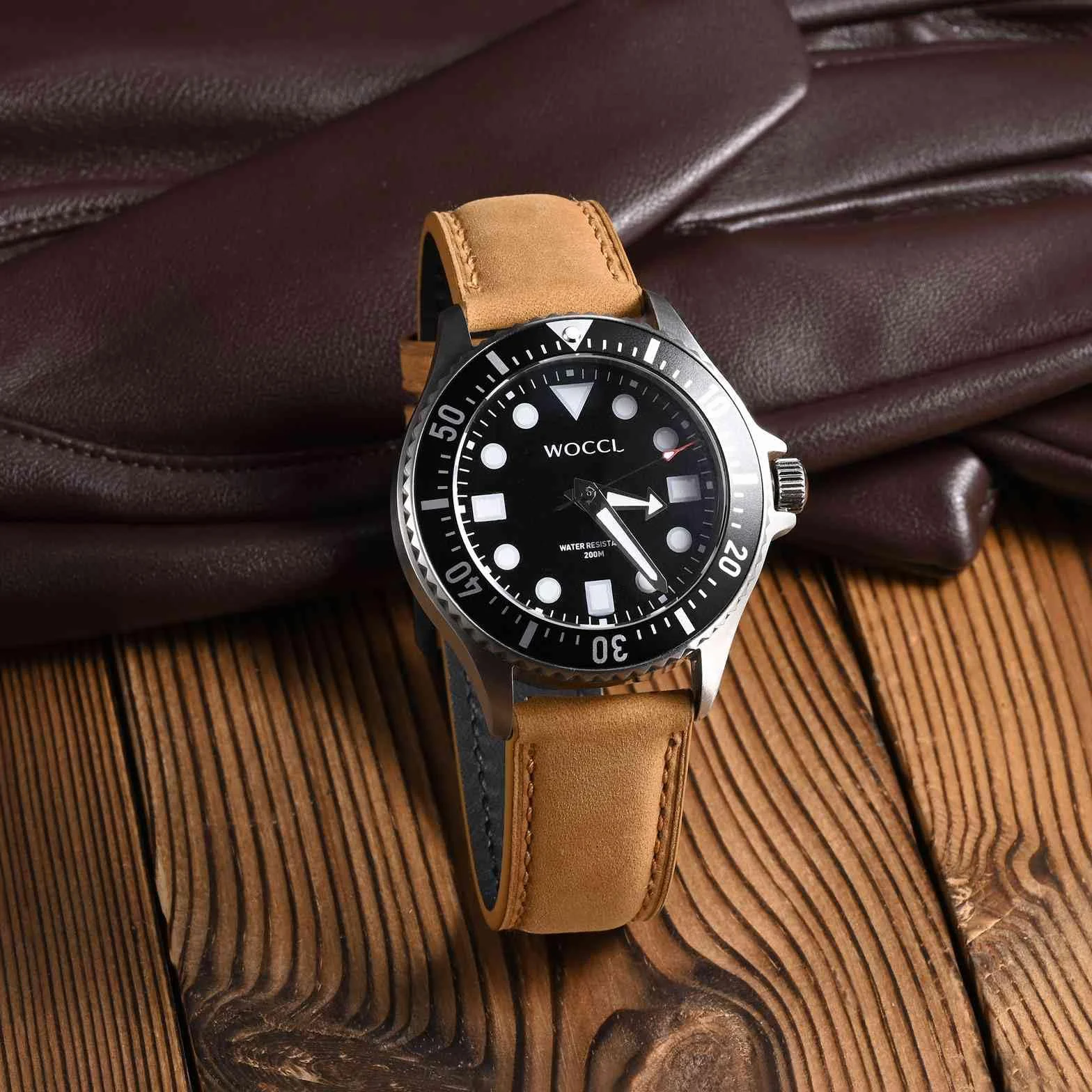 WOCCI Correa de Reloj, Cuero Genuino, Cuero con Forro Oscuro, Liberación Rápida, Ancho de Correa 18mm 20mm 22mm
