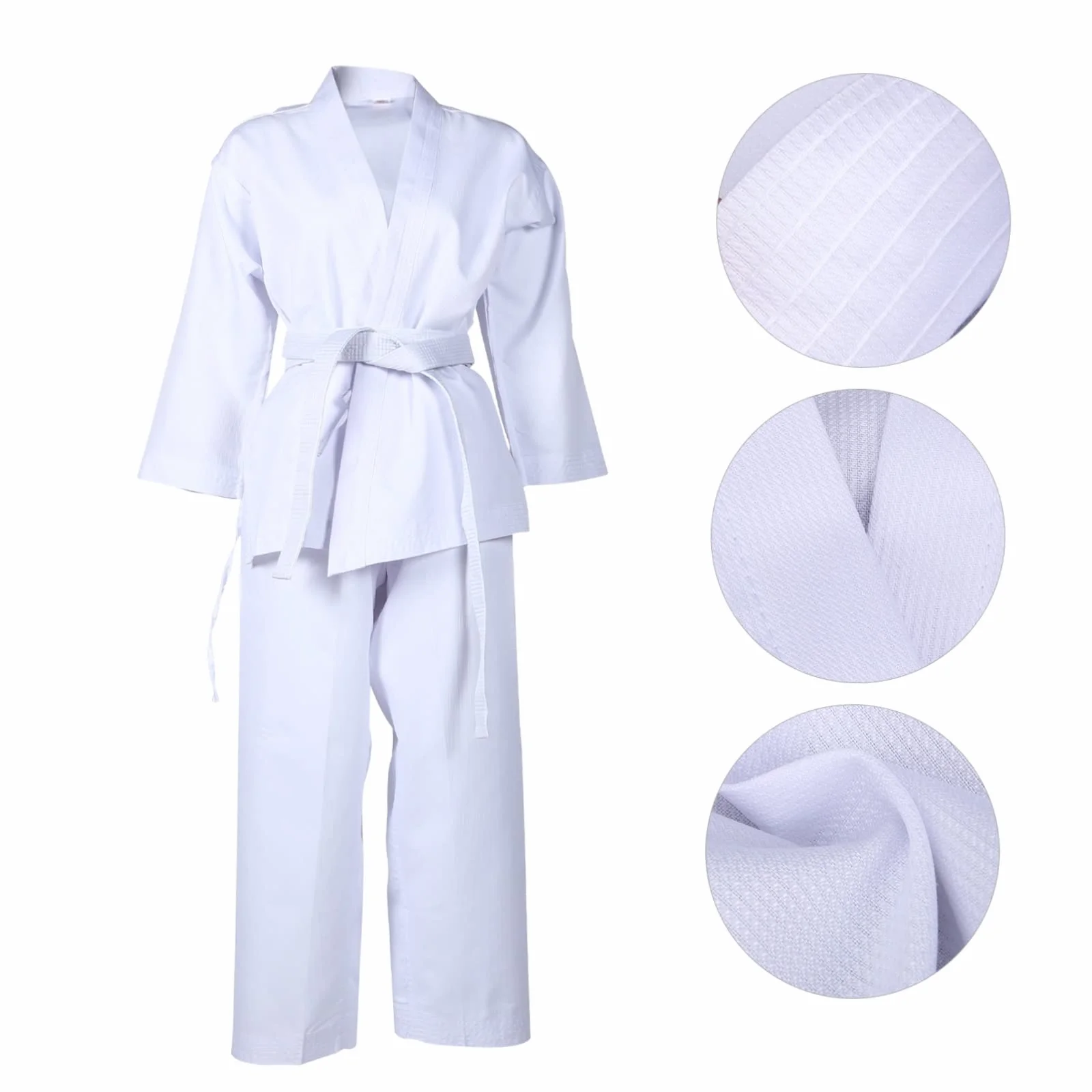 COLLBATH Uniforme de Entrenamiento de Karate Adultos Poliéster Blanco Conjunto Competencia Entrenamiento