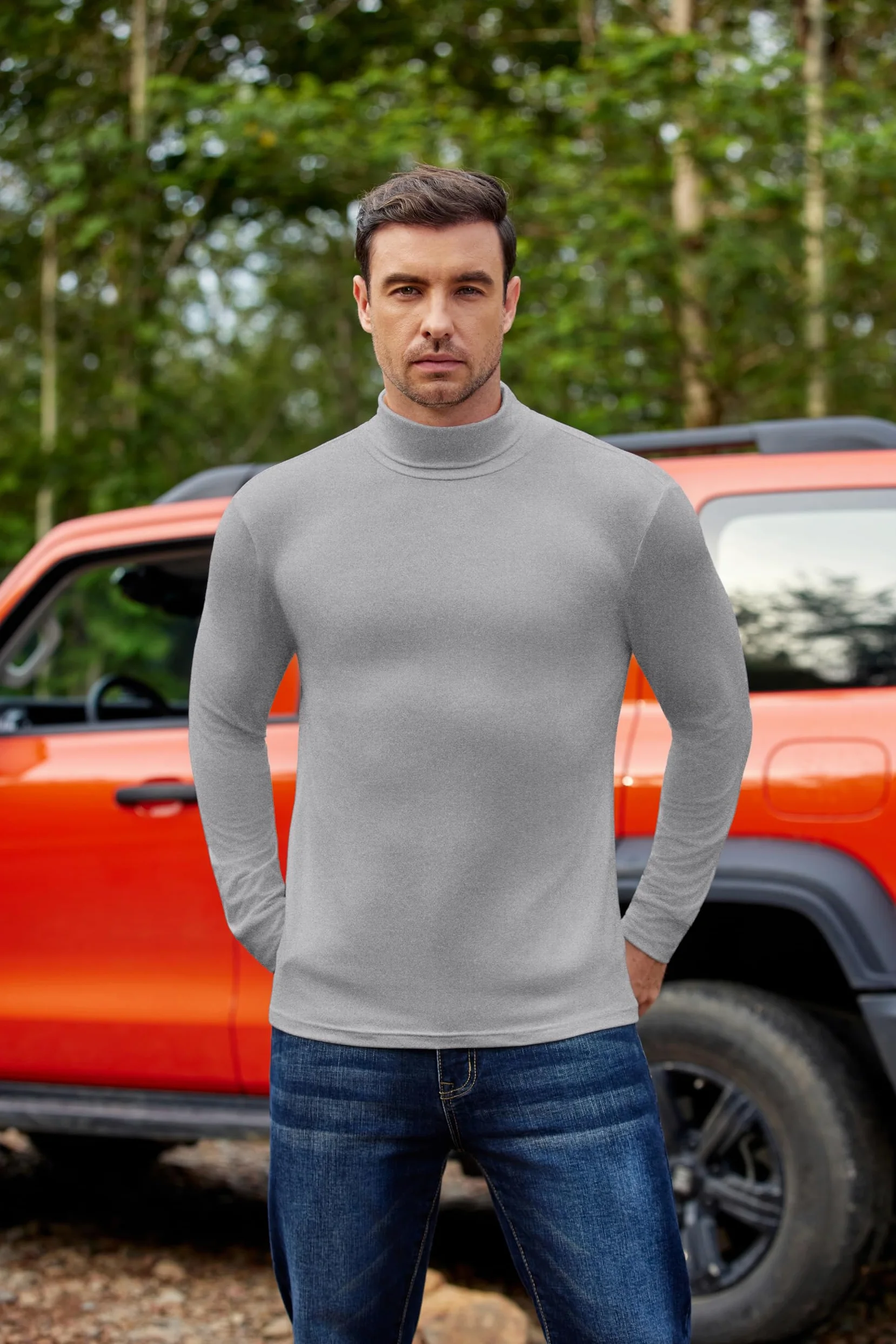 Ekouaer 3pcs Camiseta Interior térmica de Invierno para Hombre Camiseta de Manga Larga con Cuello Alto S-XXL