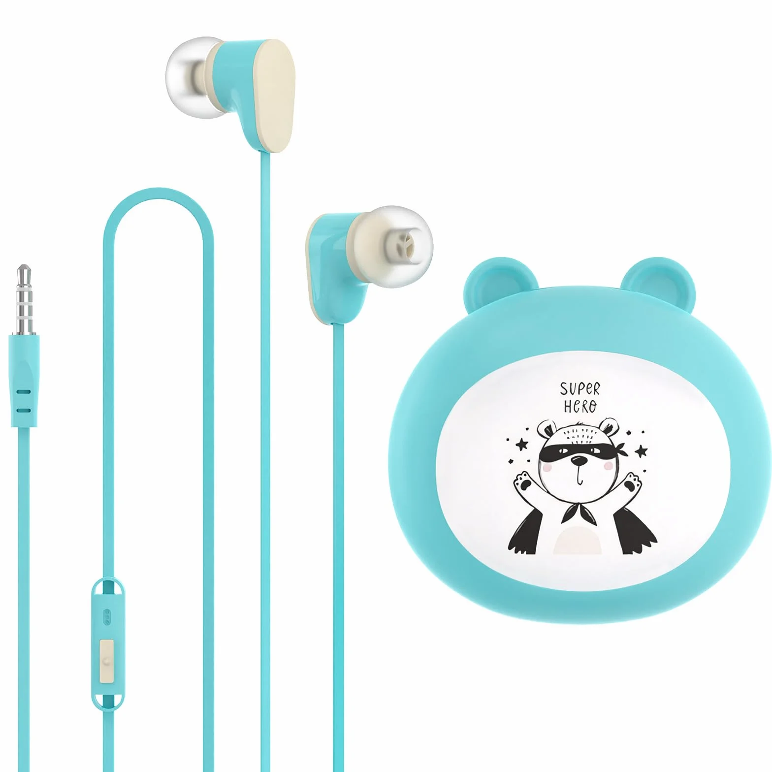 GEEKRIA Auriculares con cable para niños con micrófono para la escuela y clase en línea, auriculares intrauditivos para niños con conector jack de 3.5 mm con límite de volumen de 85 dB para orejas