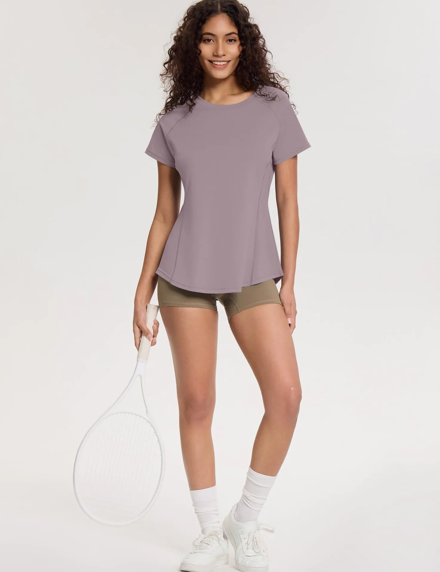 Loovoo Camisetas de entrenamiento para mujer, holgadas, transpirables, de secado rápido, para gimnasio, atlética