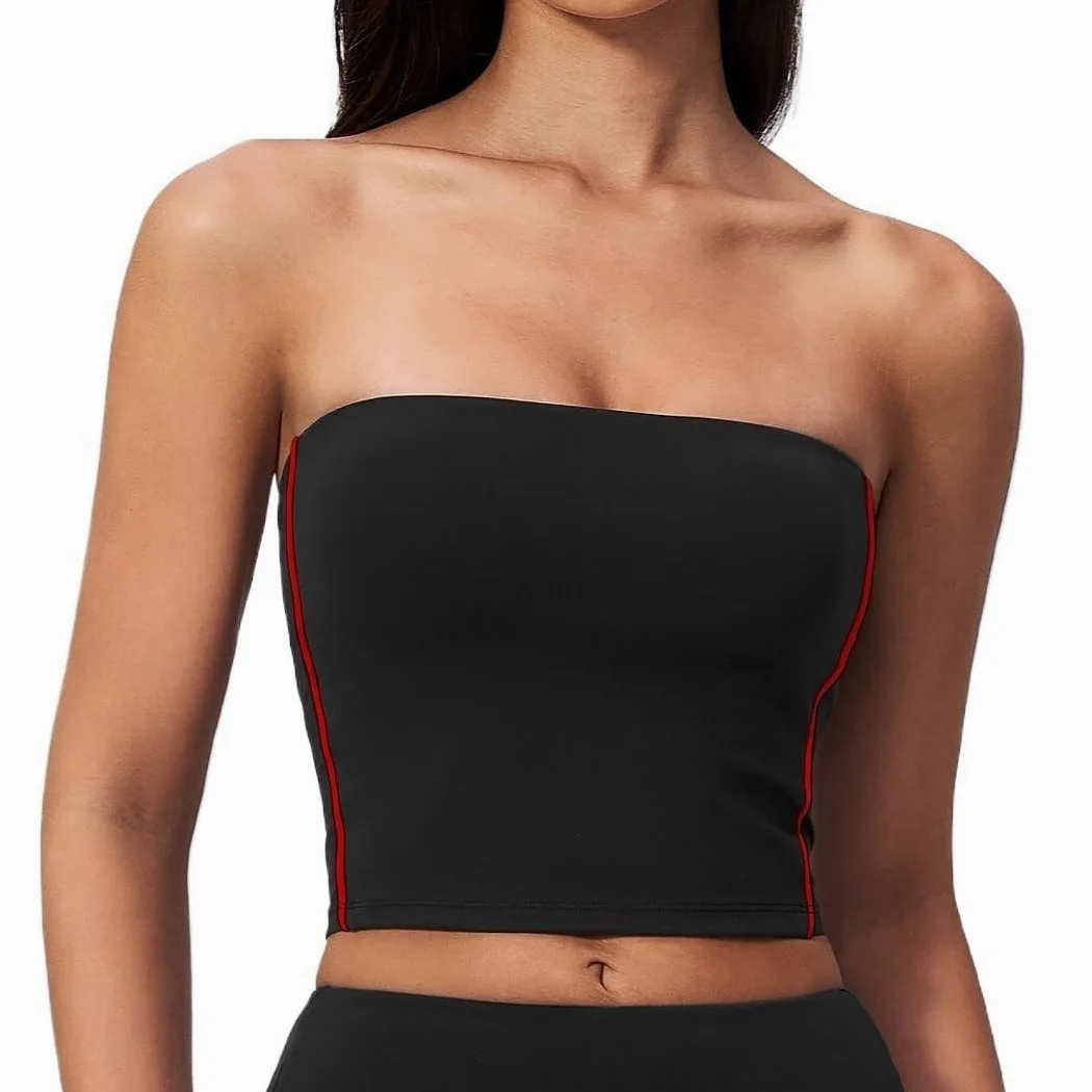 Sujetador Deportivo sin Tirantes para Mujer, Top Yoga Nailon sin Costuras con Almohadillas ExtraíBles, Bandeau Transpirable Entrenamiento