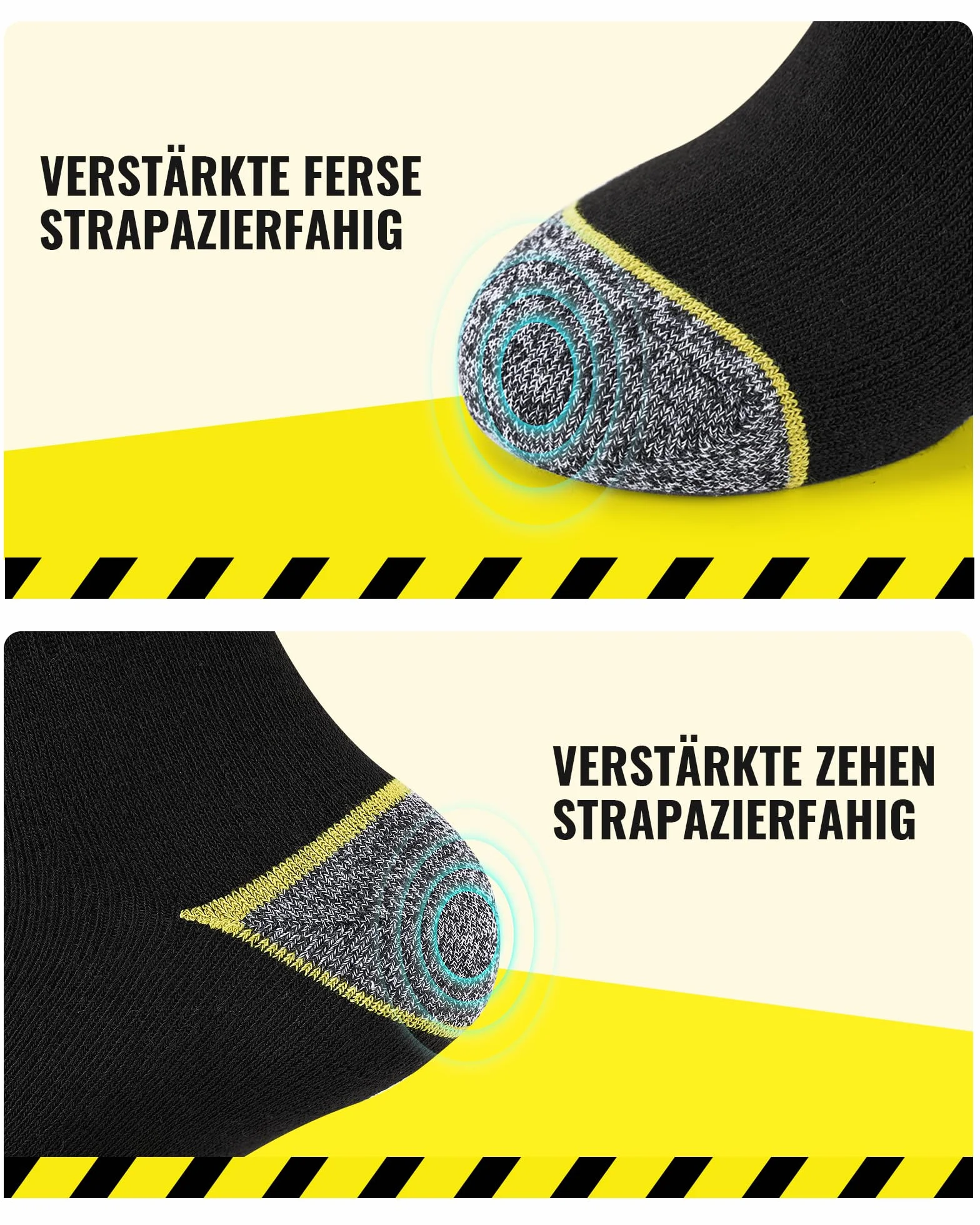 10 Pares Calcetines de Trabajo Hombre, Ideales para Botas, WORK Socks Acolchados y Reforzados, Calcetines Funcionales y Transpirables con puño Cómodo