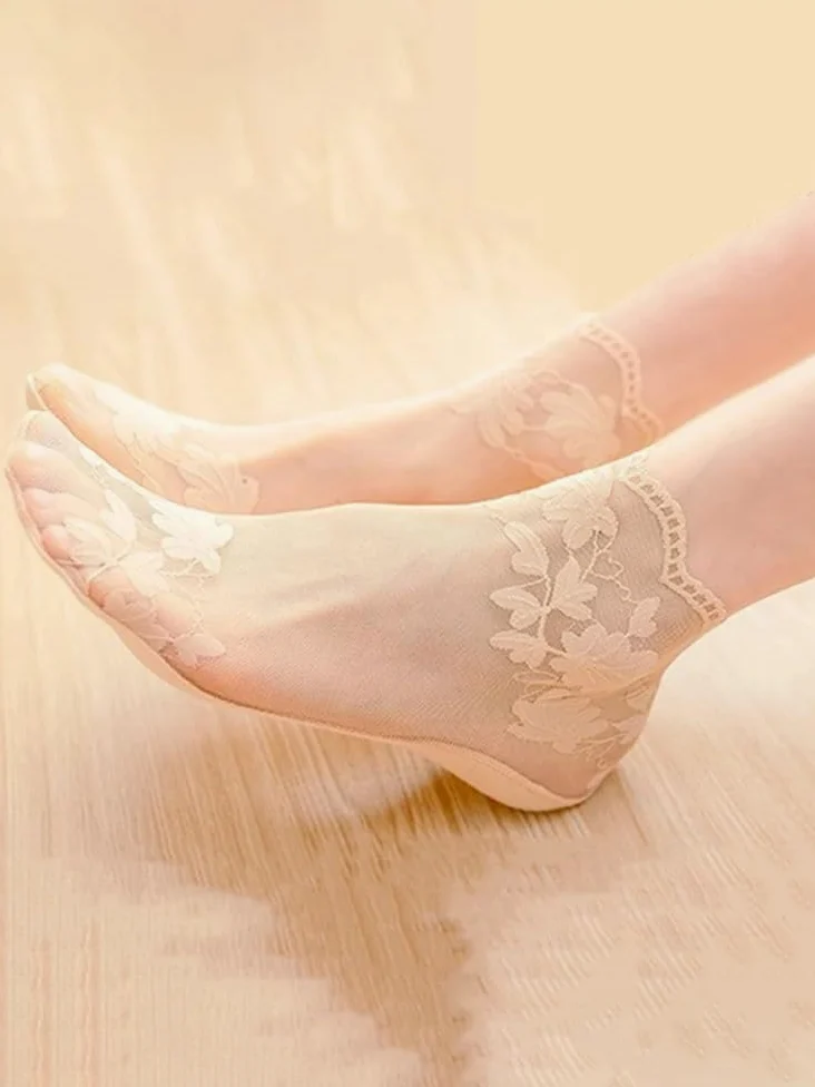 Calcetines transparentes, Calcetines tobilleros de nailon transparente for mujer, finos, 10 pares, multicolor