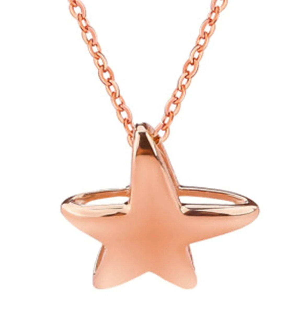 Collar de Oro Rosa de 18 Quilates para Mujer, Collar de Boda con Estrella de mar para Novias, 18 Pulgadas