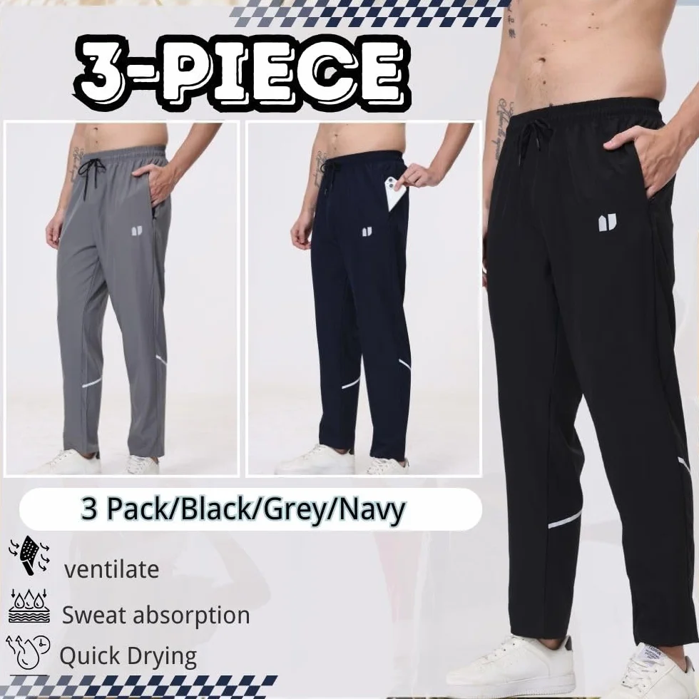 Pack 3 Pantalones Chándal Hombre Bolsillos Cremallera Elásticos