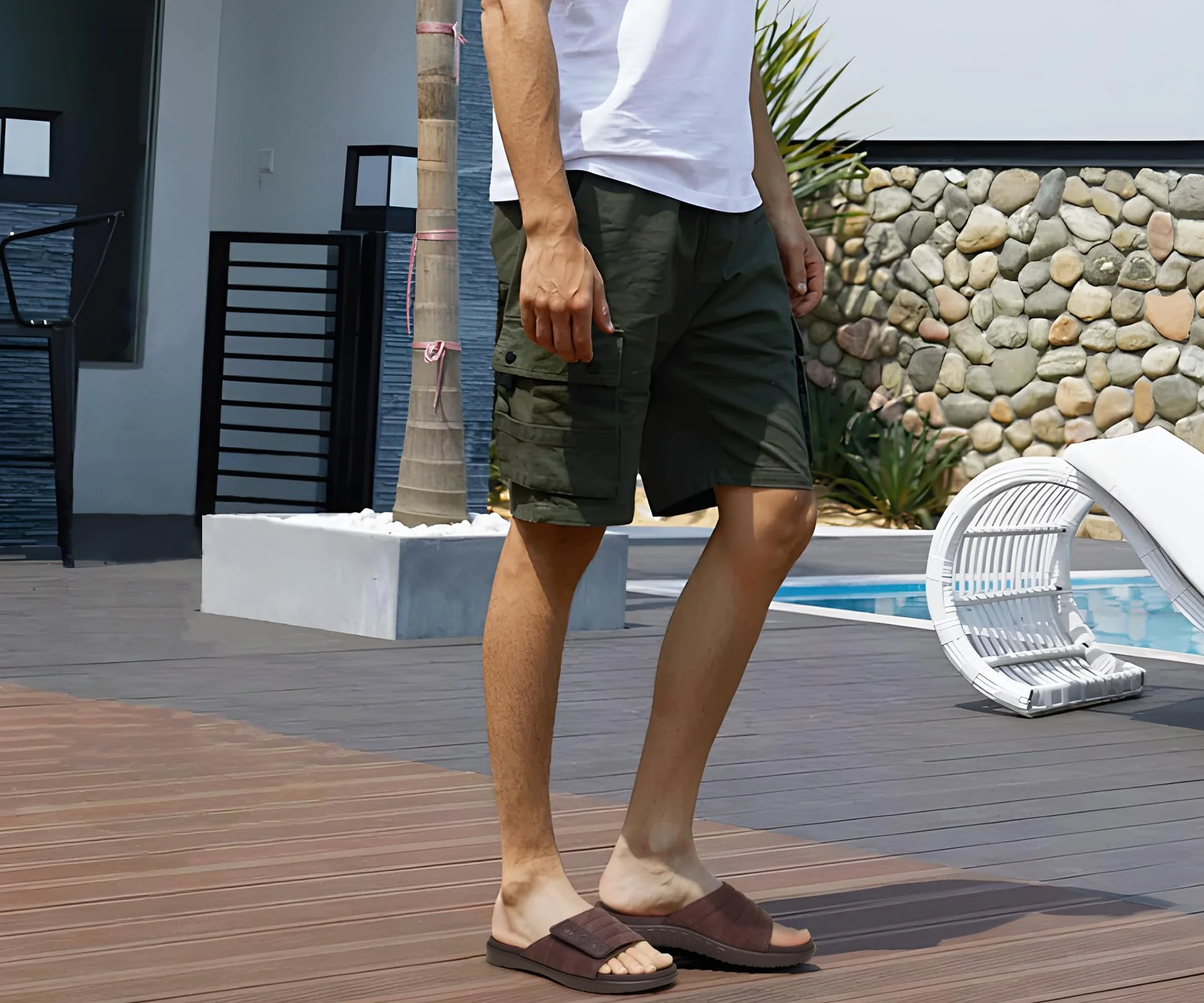 ONCAI Sandalias Hombres Correa Ajustables Ortopedia Fascitis Plantar Punta Abierta Deportivo Pantuflas Slides con Plantilla de Soporte de Arco Suave y Cómoda Talla 40-49