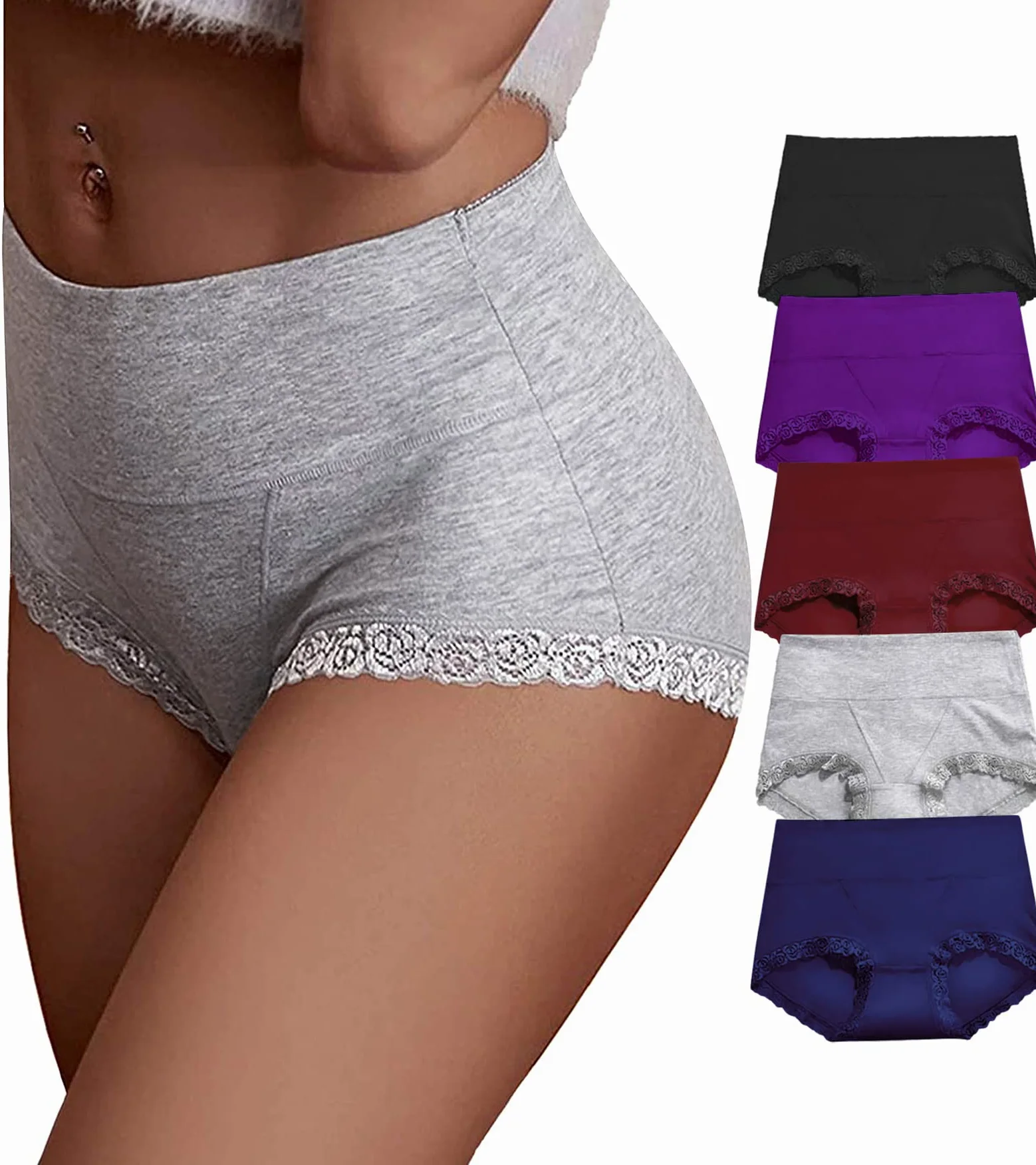 Ropa interior de algodón para mujer, suave, elástica, control de abdomen, cómoda, sin rollitos, pantalones cortos