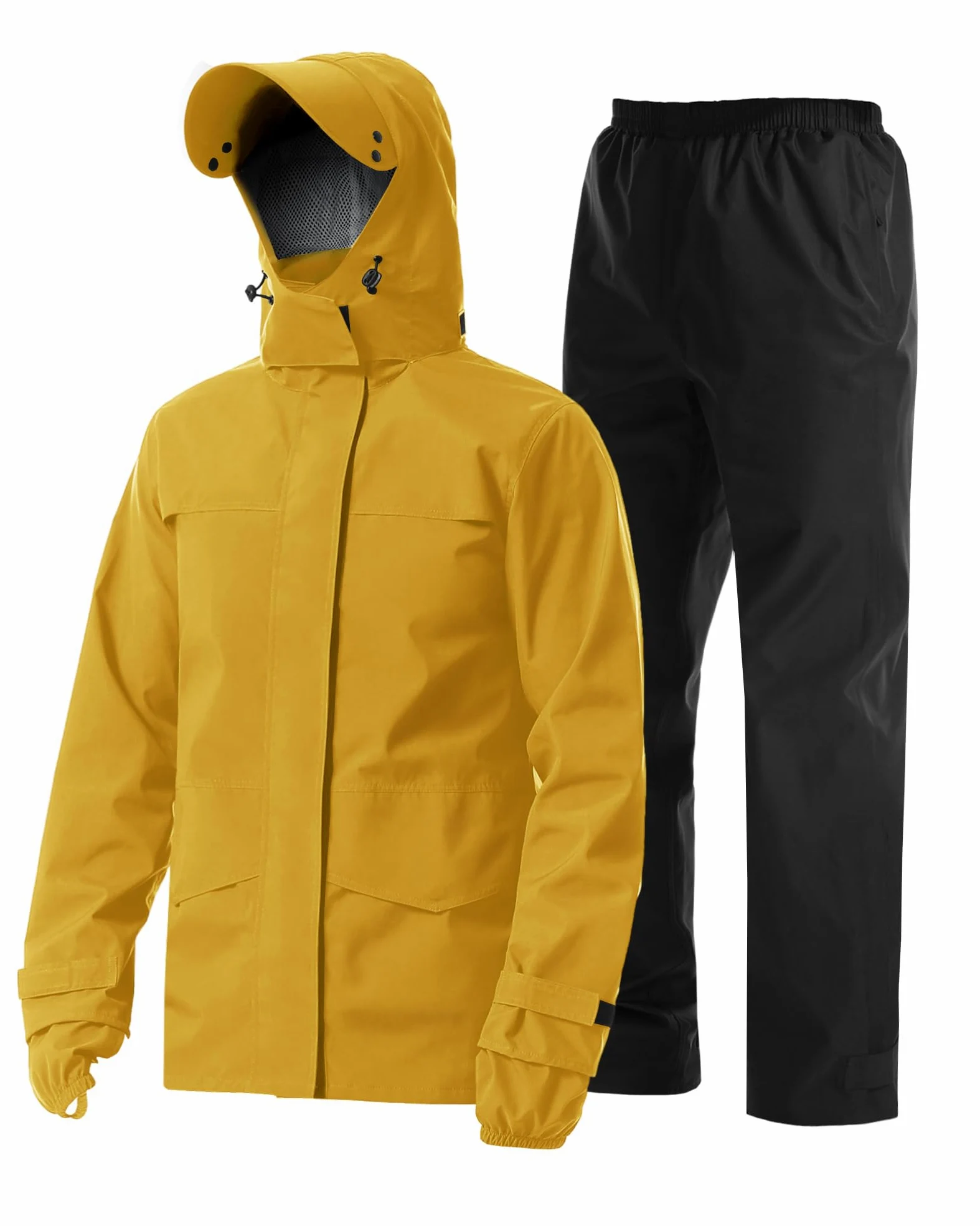 Coutyuyi Traje de lluvia para hombre y mujer, traje reflectante 100% impermeable, impermeable al aire libre, chubasquero a prueba de viento