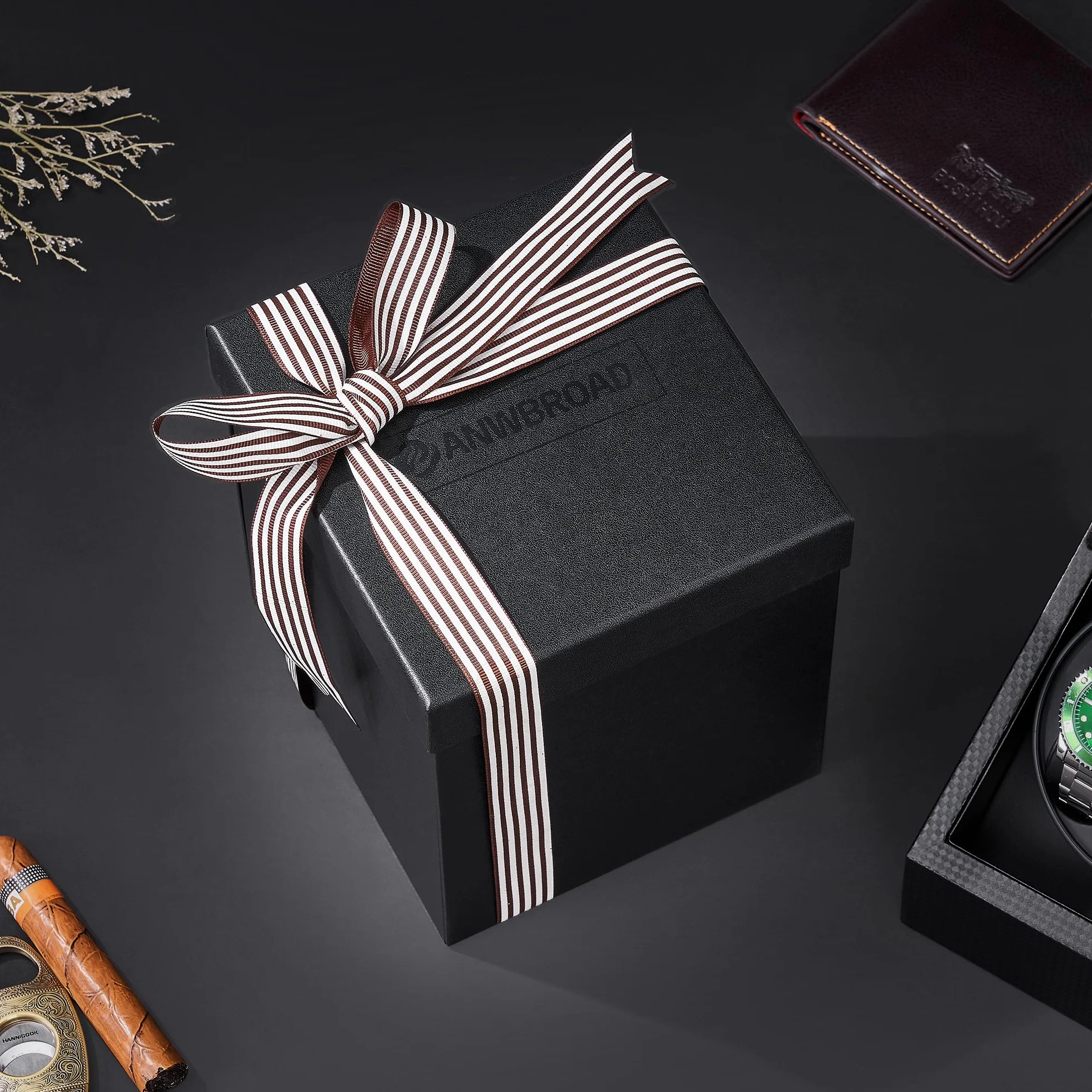 ANWBROAD Enrollador para Relojes Automáticos Caja Giratoria para 2 Relojes Súper Silencioso Retroiluminación LED Watch Winder de Lujo 5 Modos JWW001B