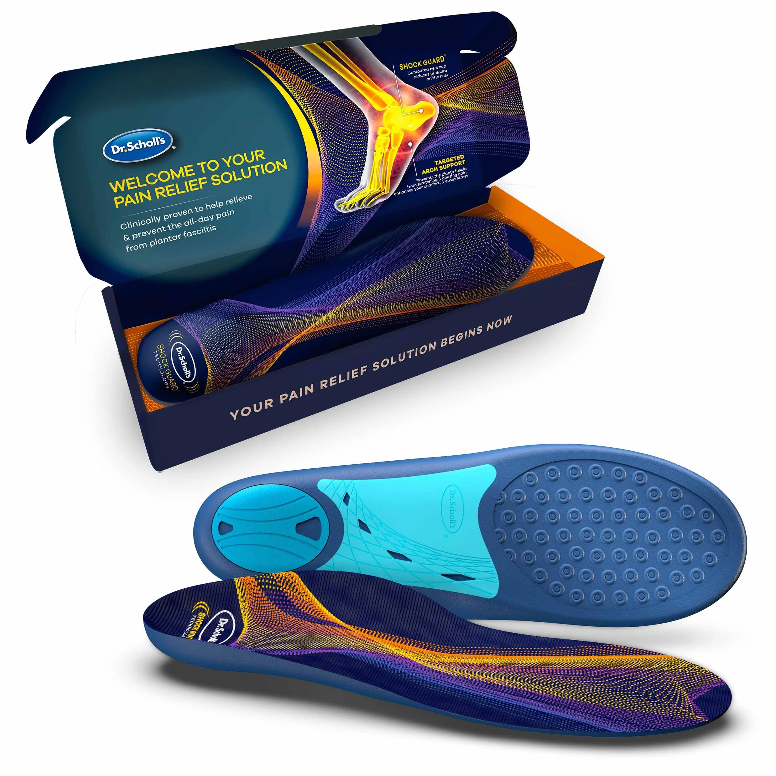 Dr. Scholl's Plantillas de alivio del dolor para fascitis plantar // Inserciones de zapatos con soporte para arco para hombre y mujer