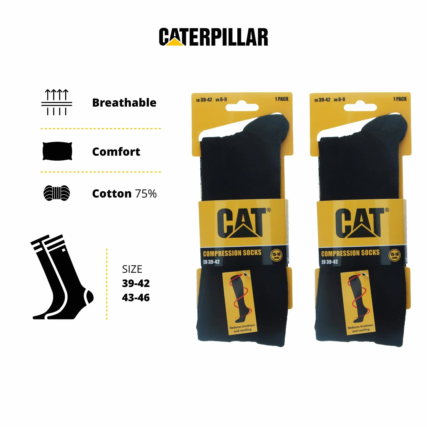 Caterpillar Calcetines Largos Hombre Compresión Graduada Recuperación Muscular